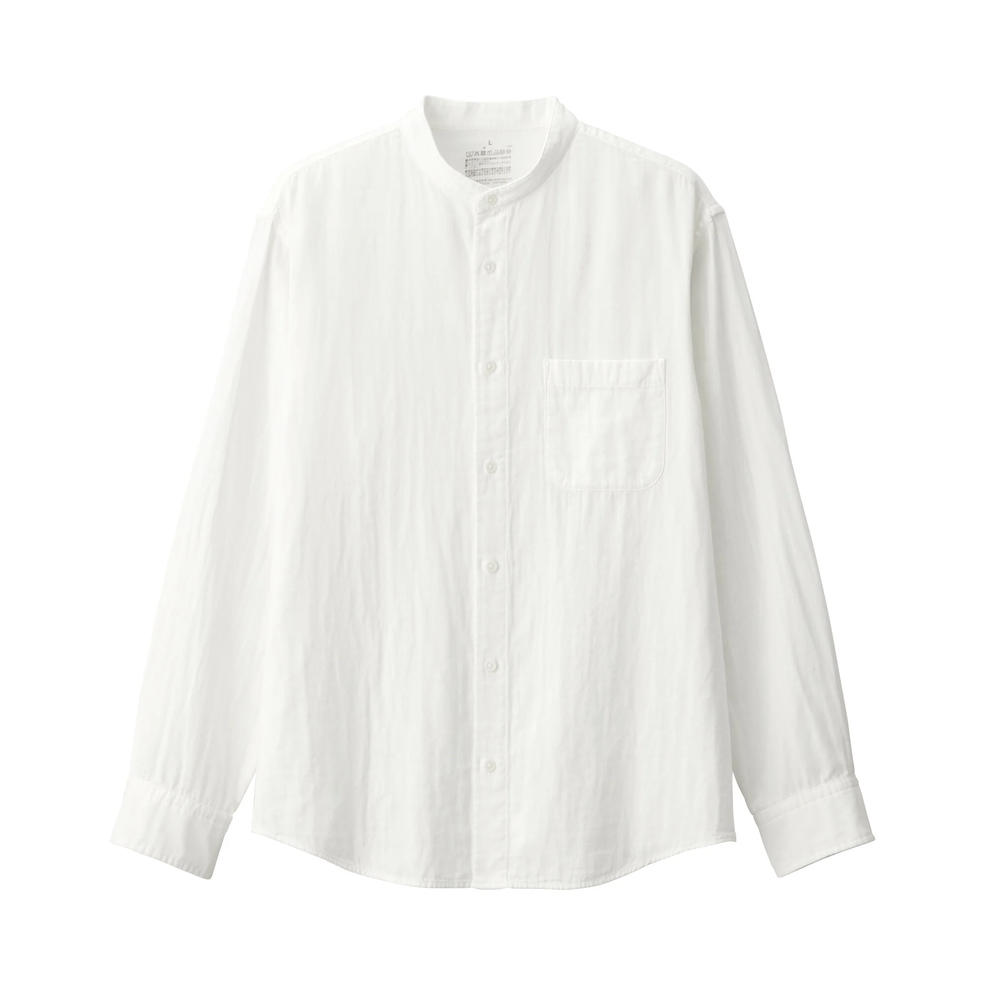 Men's Kapok Blend Double Gauze Stand Collar Long Sleeve Striped Shirt - Image 2