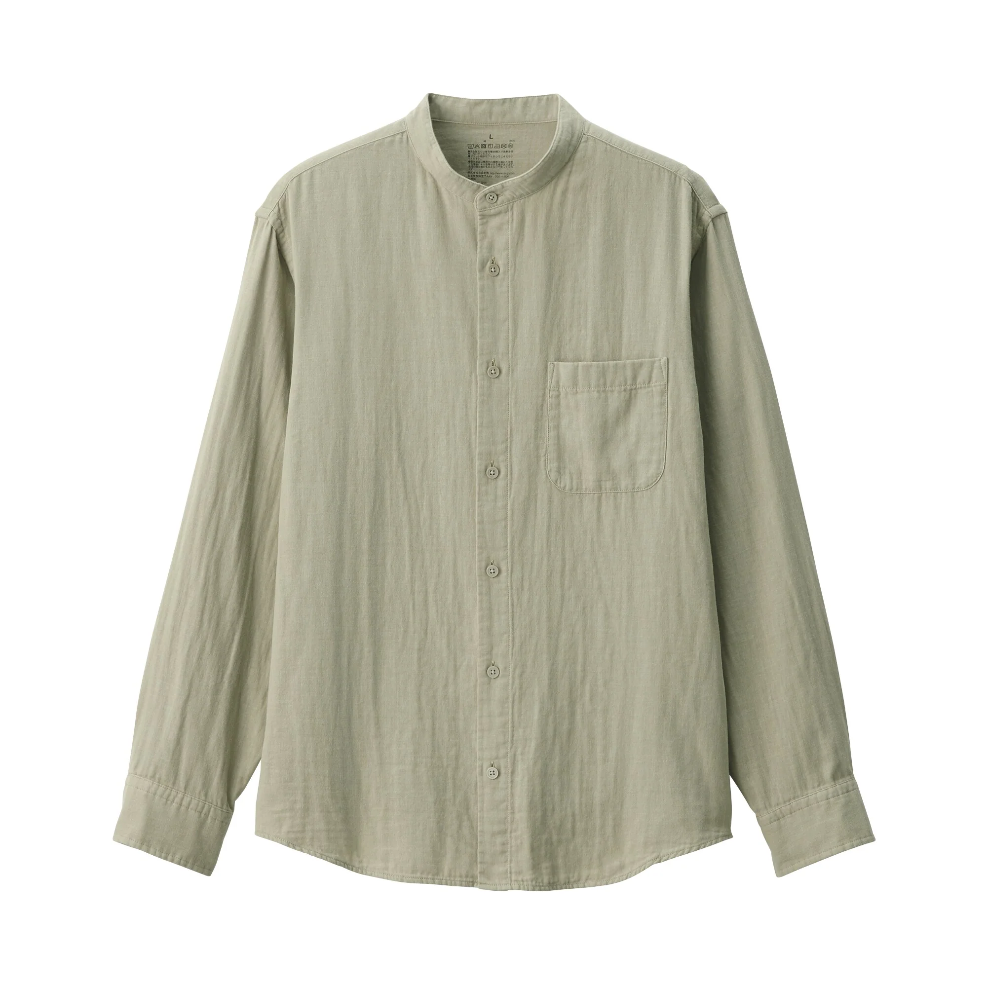 Men's Kapok Blend Double Gauze Stand Collar Long Sleeve Striped Shirt - Image 20