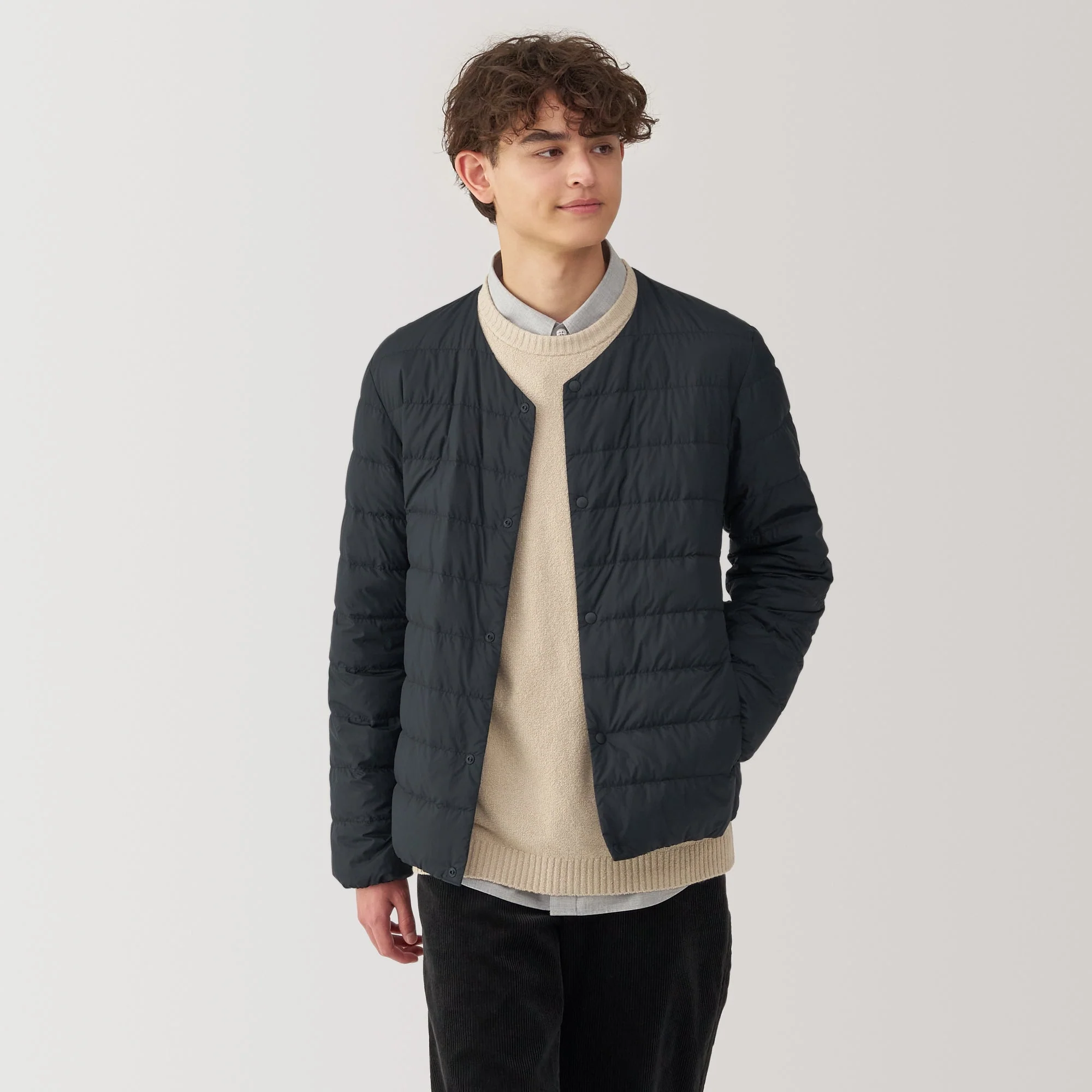 Men's Lightweight Down Collarless Jacket - Image 24
