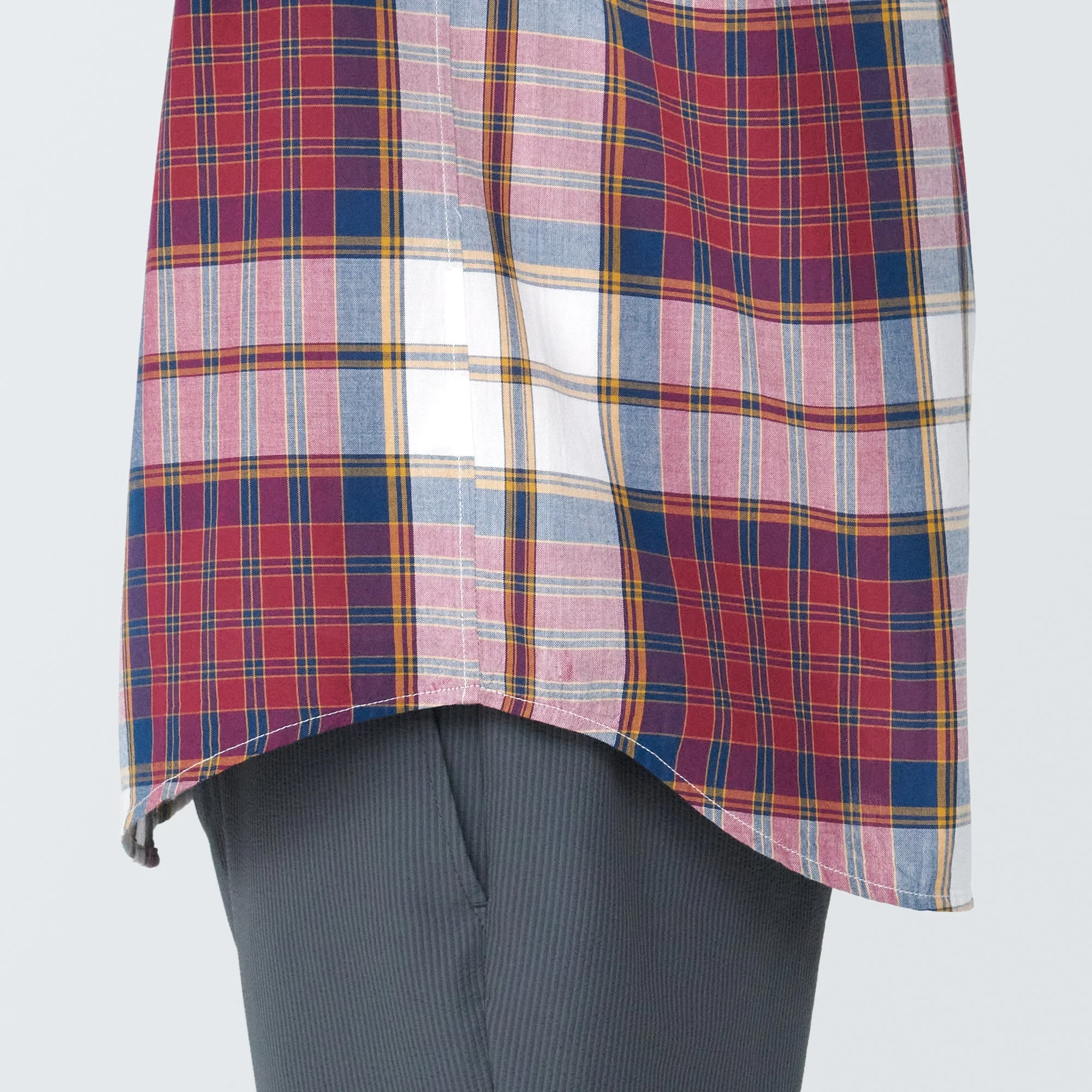 Men's Madras Check Button Down Short Sleeve Shirt - Image 16