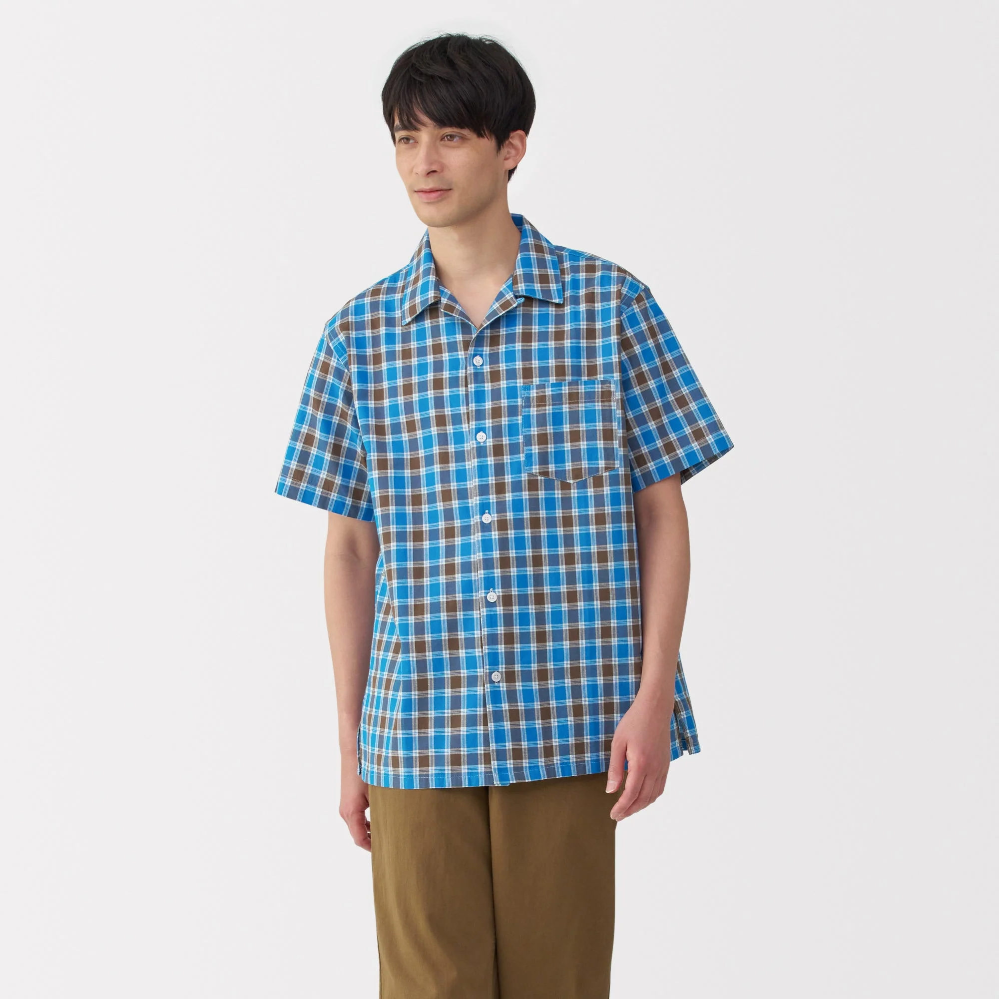 Men's Madras Check Open Collar Shirt - Image 12