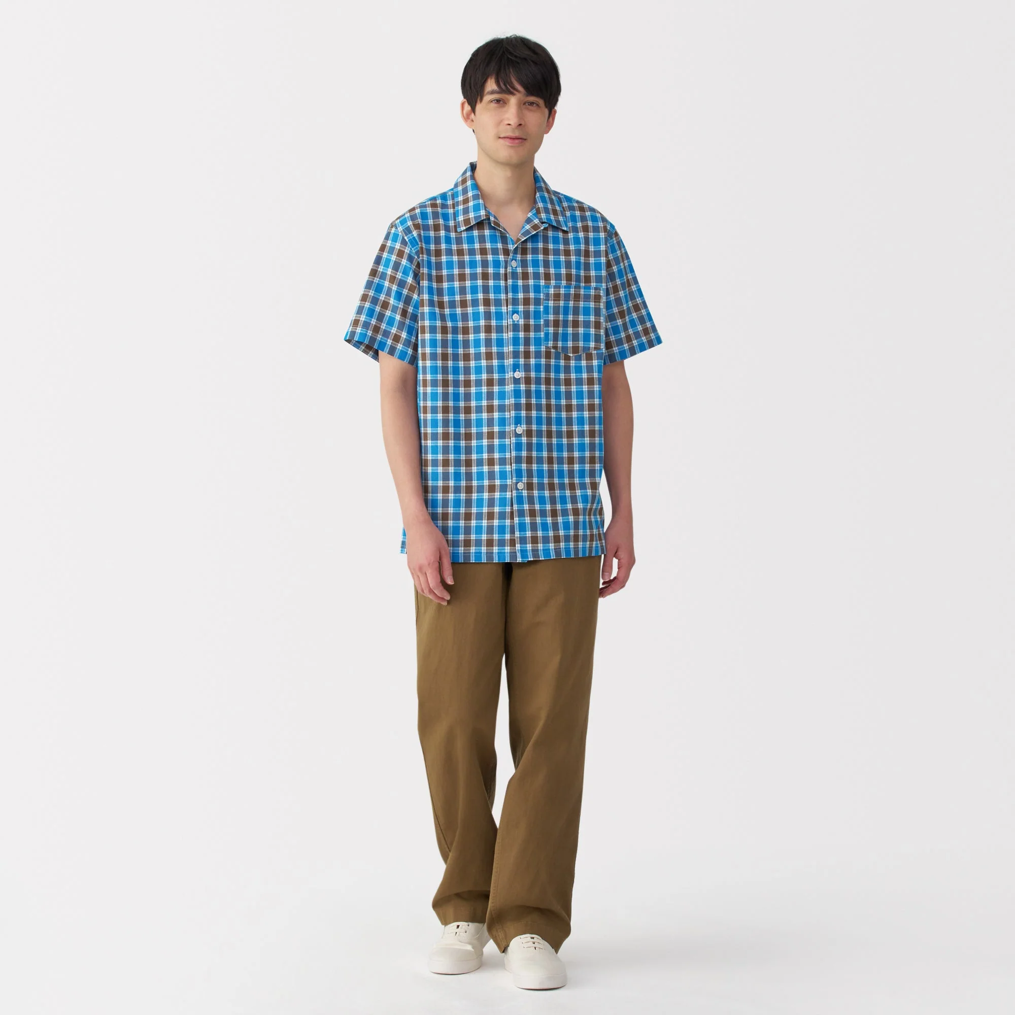 Men's Madras Check Open Collar Shirt - Image 13