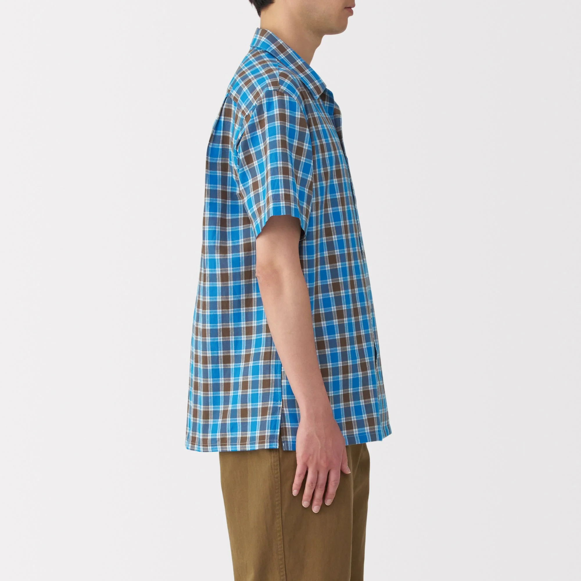Men's Madras Check Open Collar Shirt - Image 14