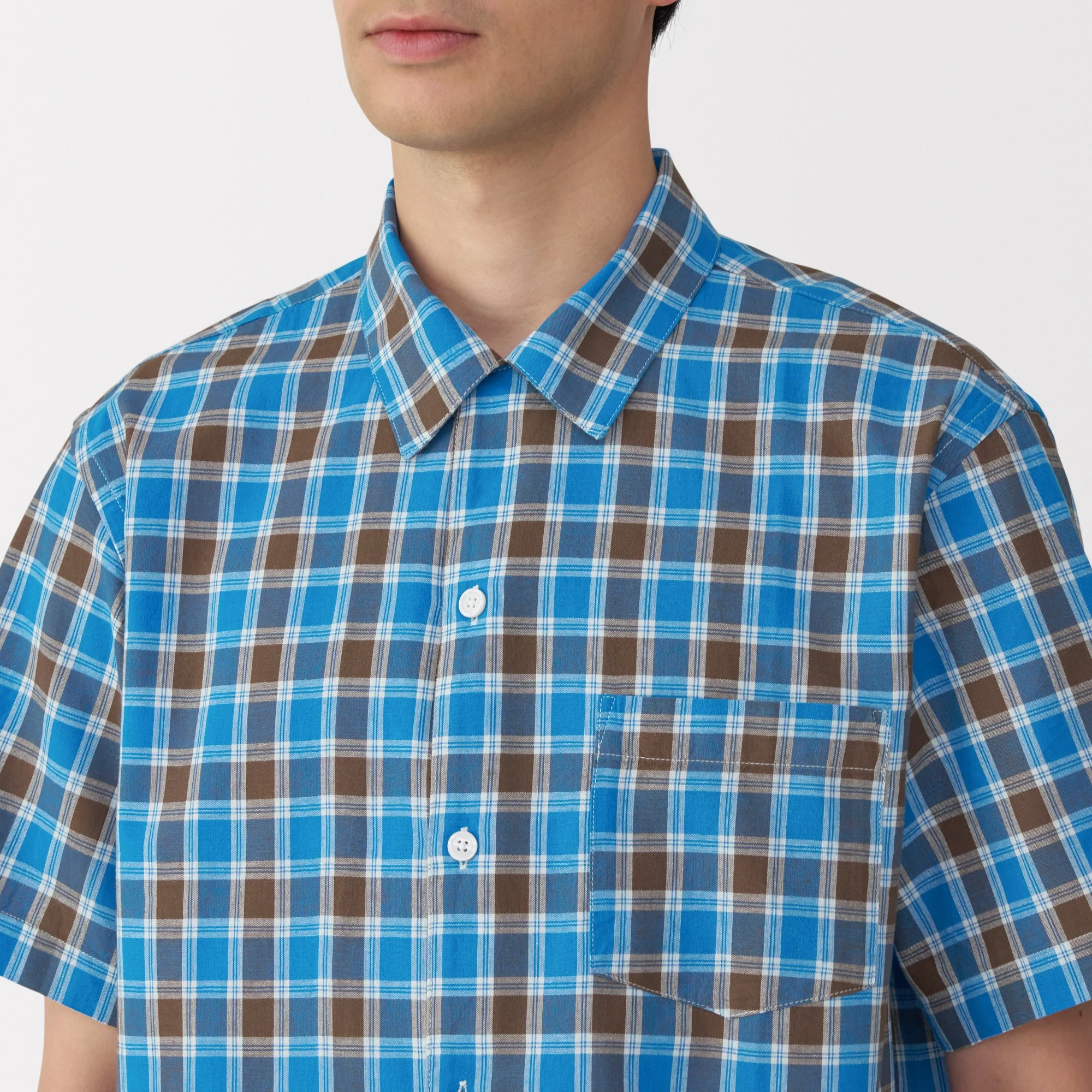 Men's Madras Check Open Collar Shirt - Image 17
