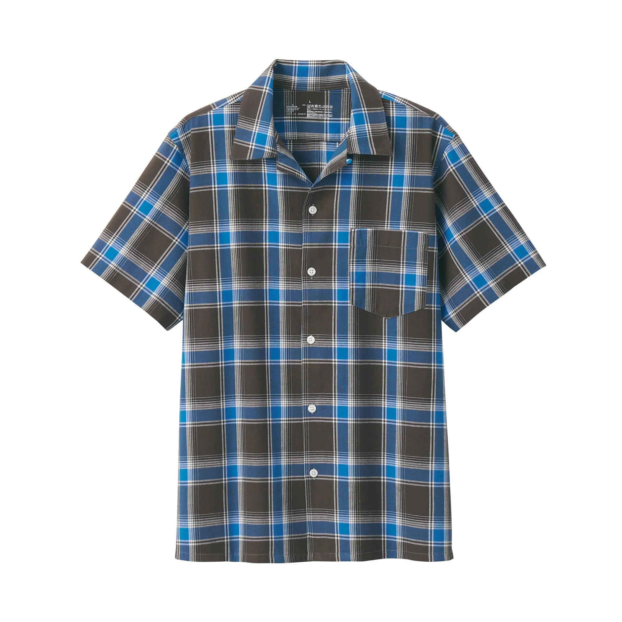 Men's Madras Check Open Collar Shirt - Image 2