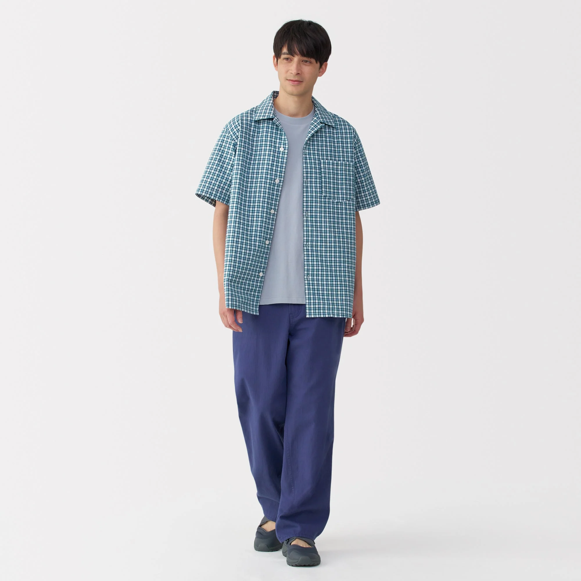 Men's Madras Check Open Collar Shirt - Image 22