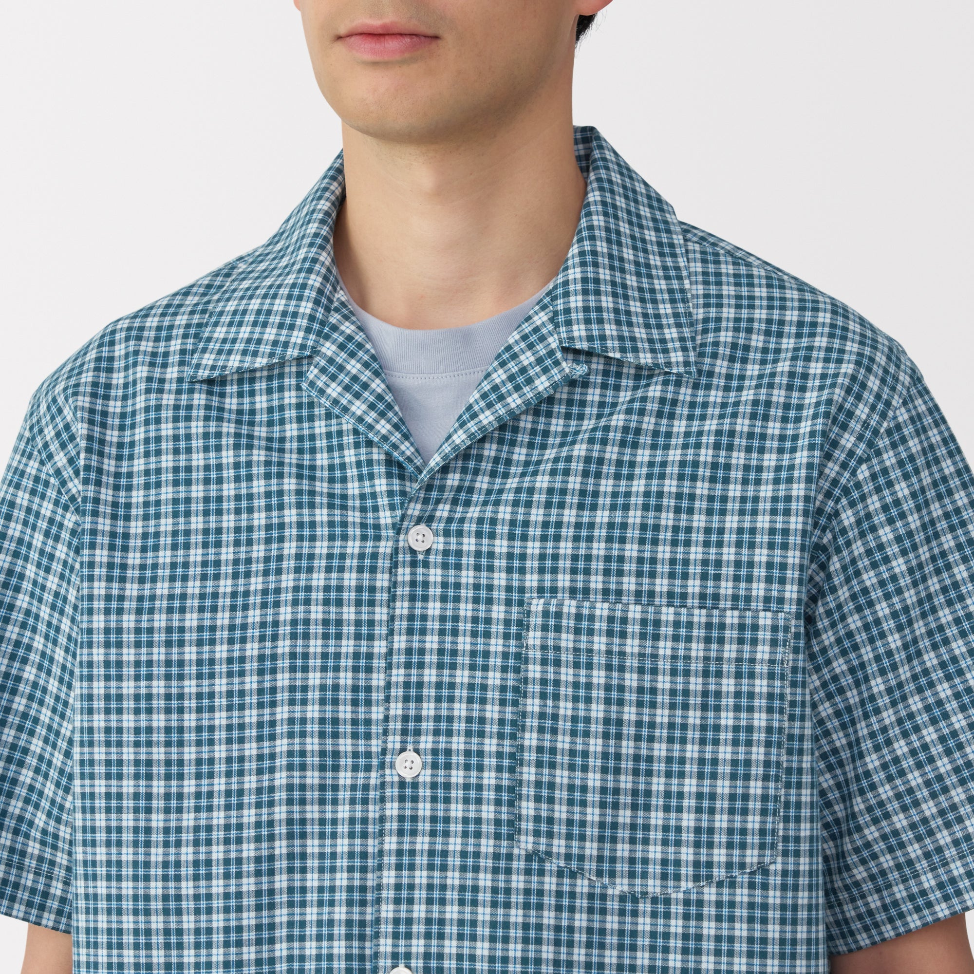 Men's Madras Check Open Collar Shirt - Image 25