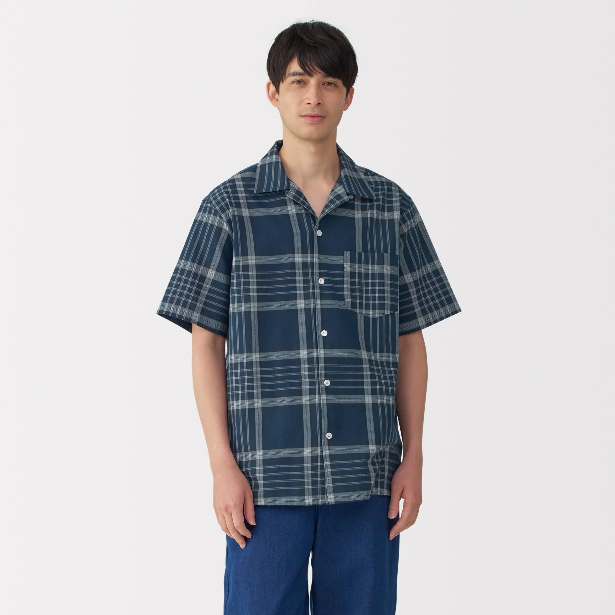 Men's Madras Check Open Collar Shirt - Image 30