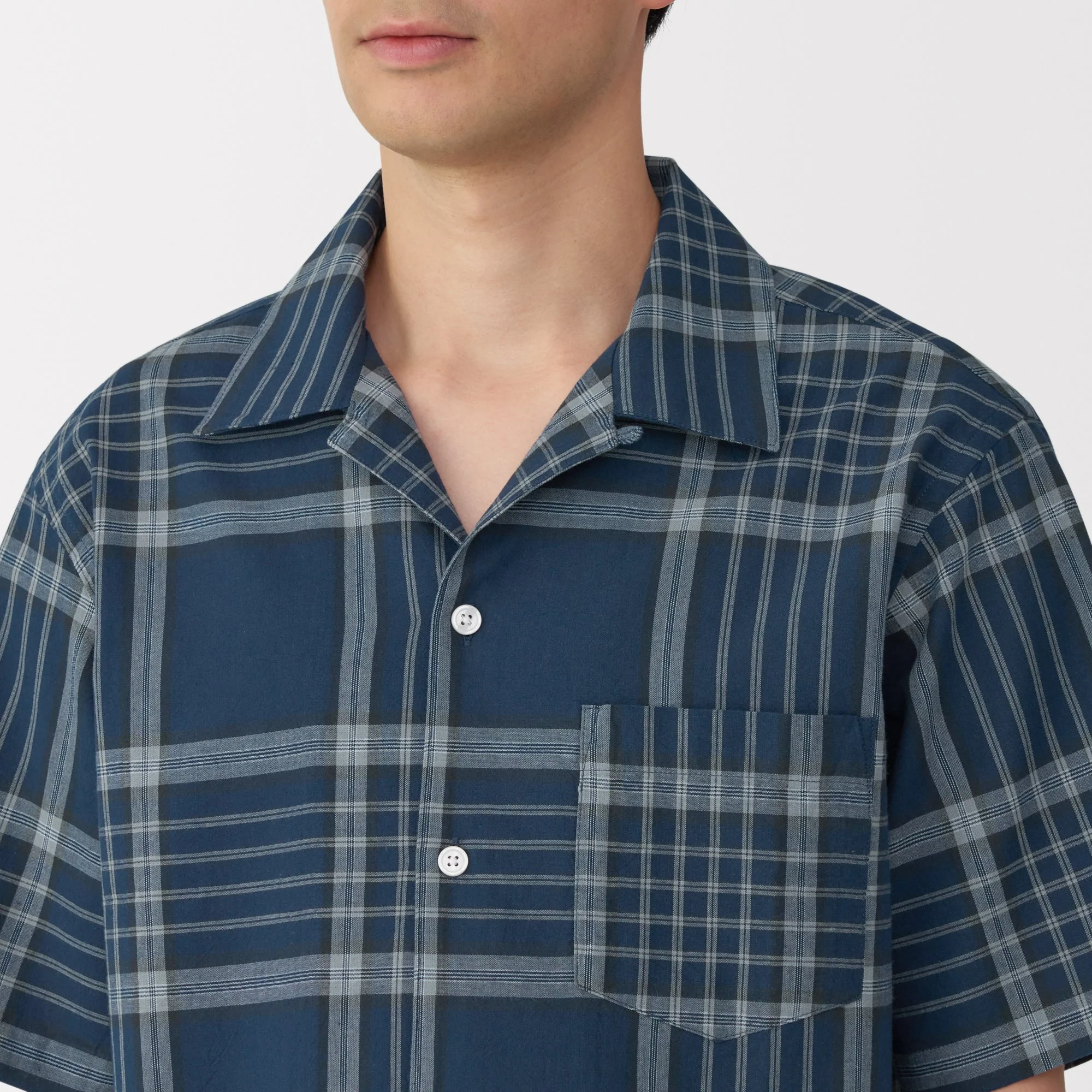 Men's Madras Check Open Collar Shirt - Image 34