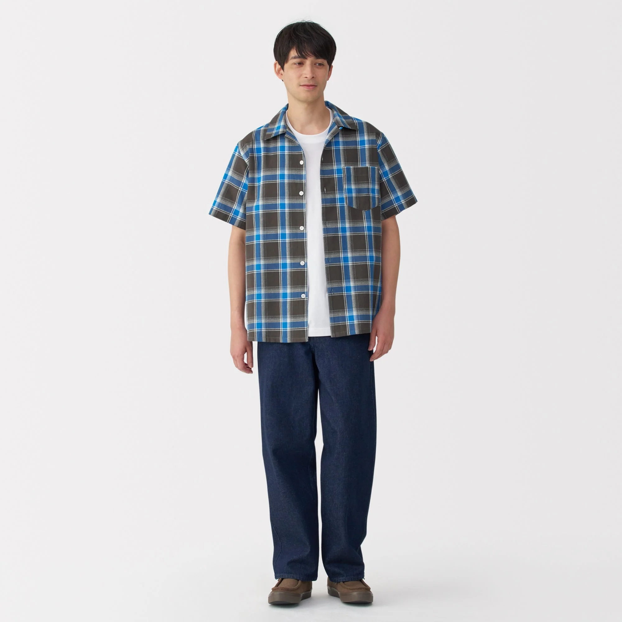 Men's Madras Check Open Collar Shirt - Image 4