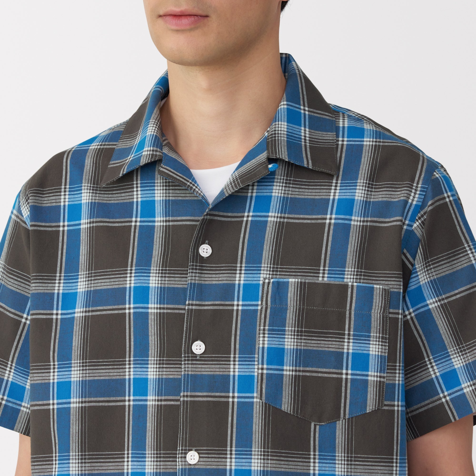 Men's Madras Check Open Collar Shirt - Image 7