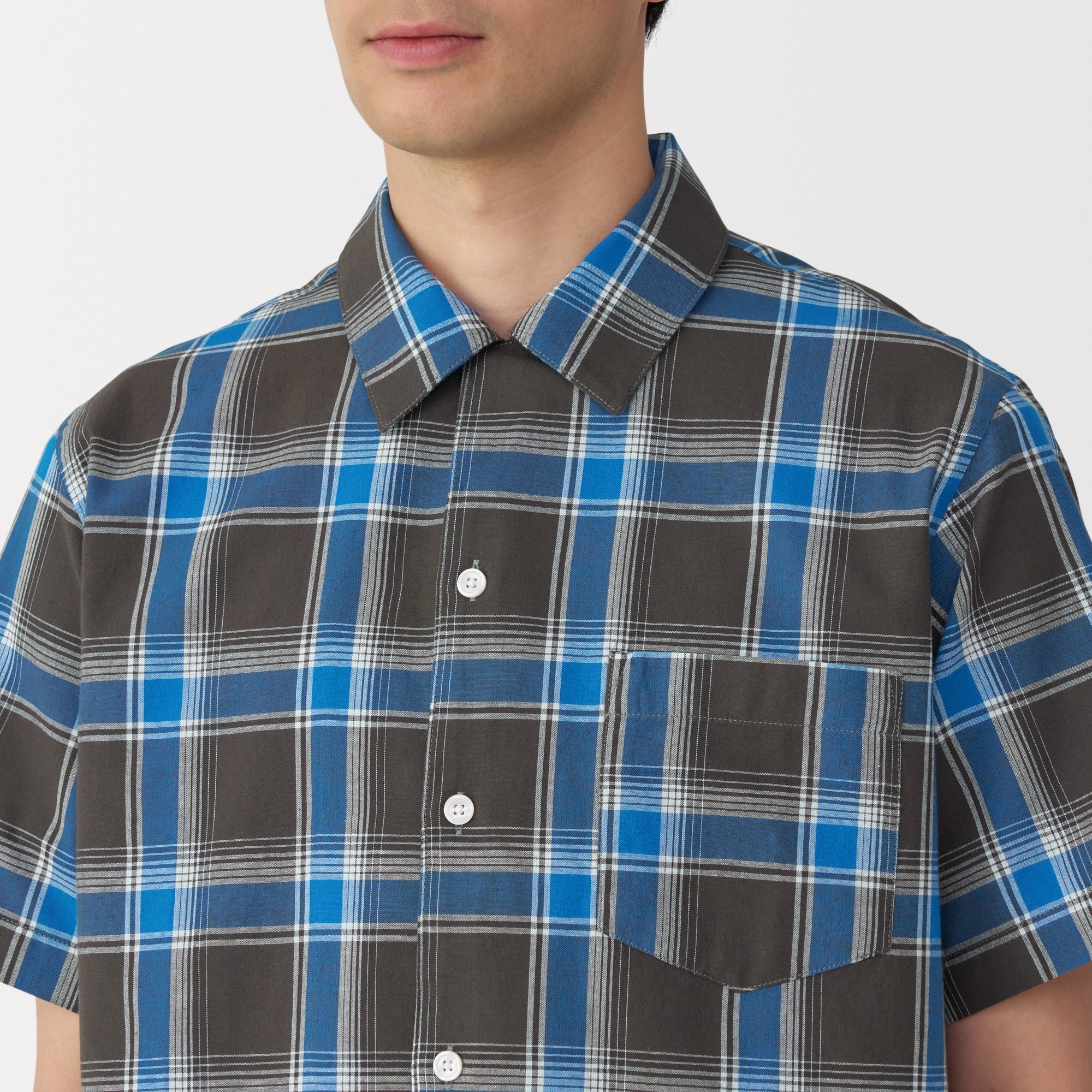 Men's Madras Check Open Collar Shirt - Image 9