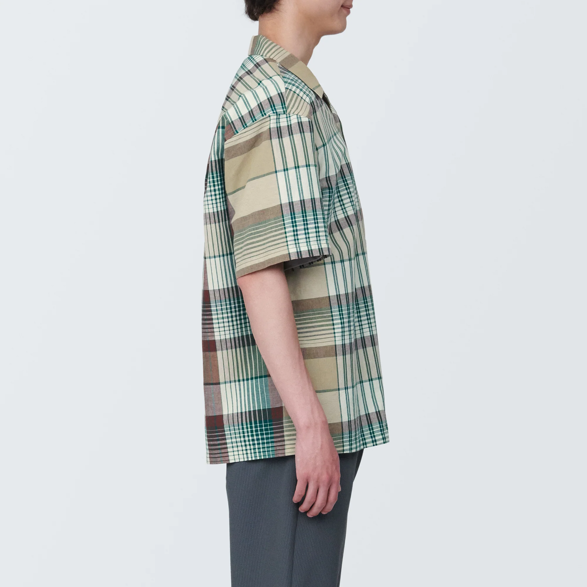 Men's Madras Check Open Collar Short Sleeve Shirt - Image 13