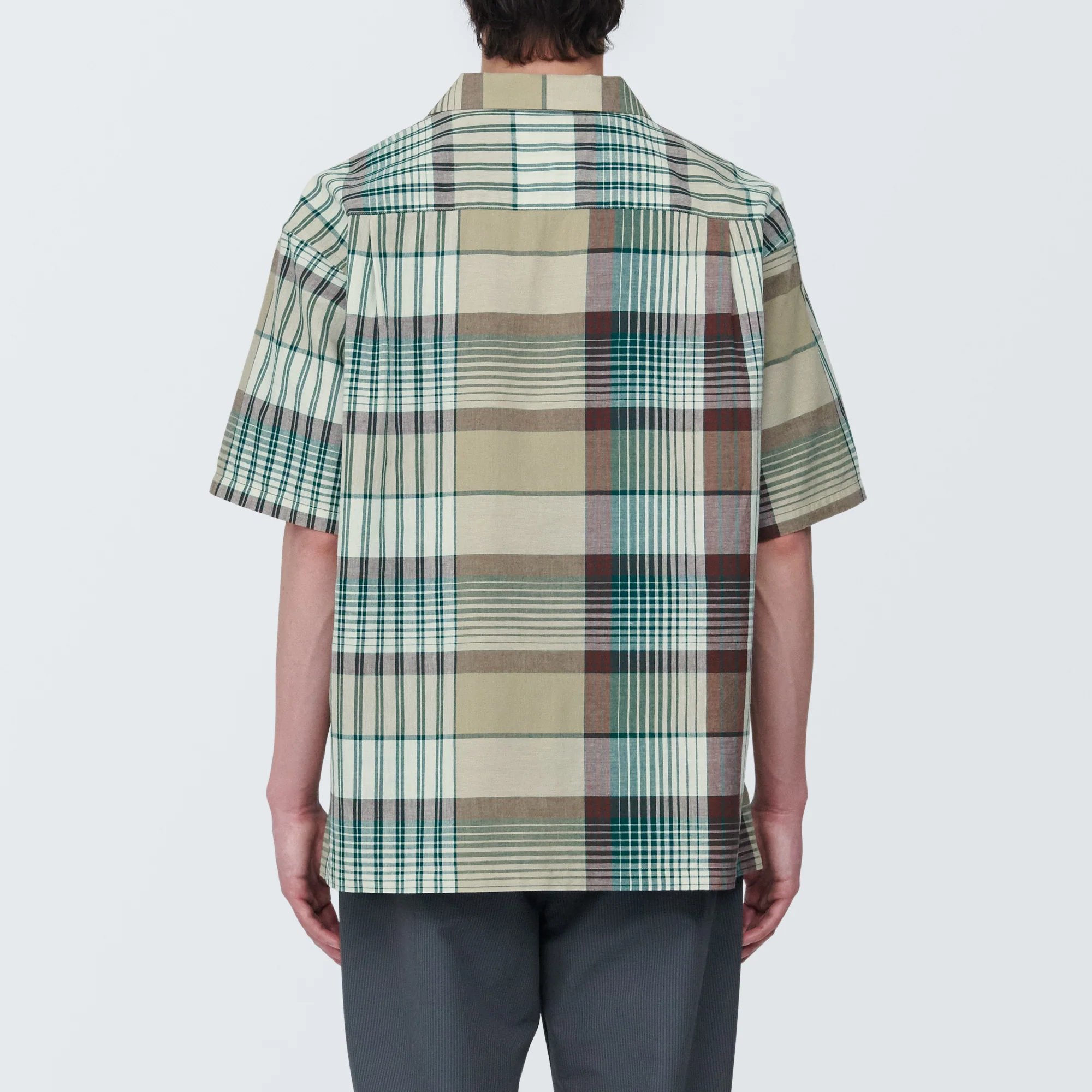 Men's Madras Check Open Collar Short Sleeve Shirt - Image 14