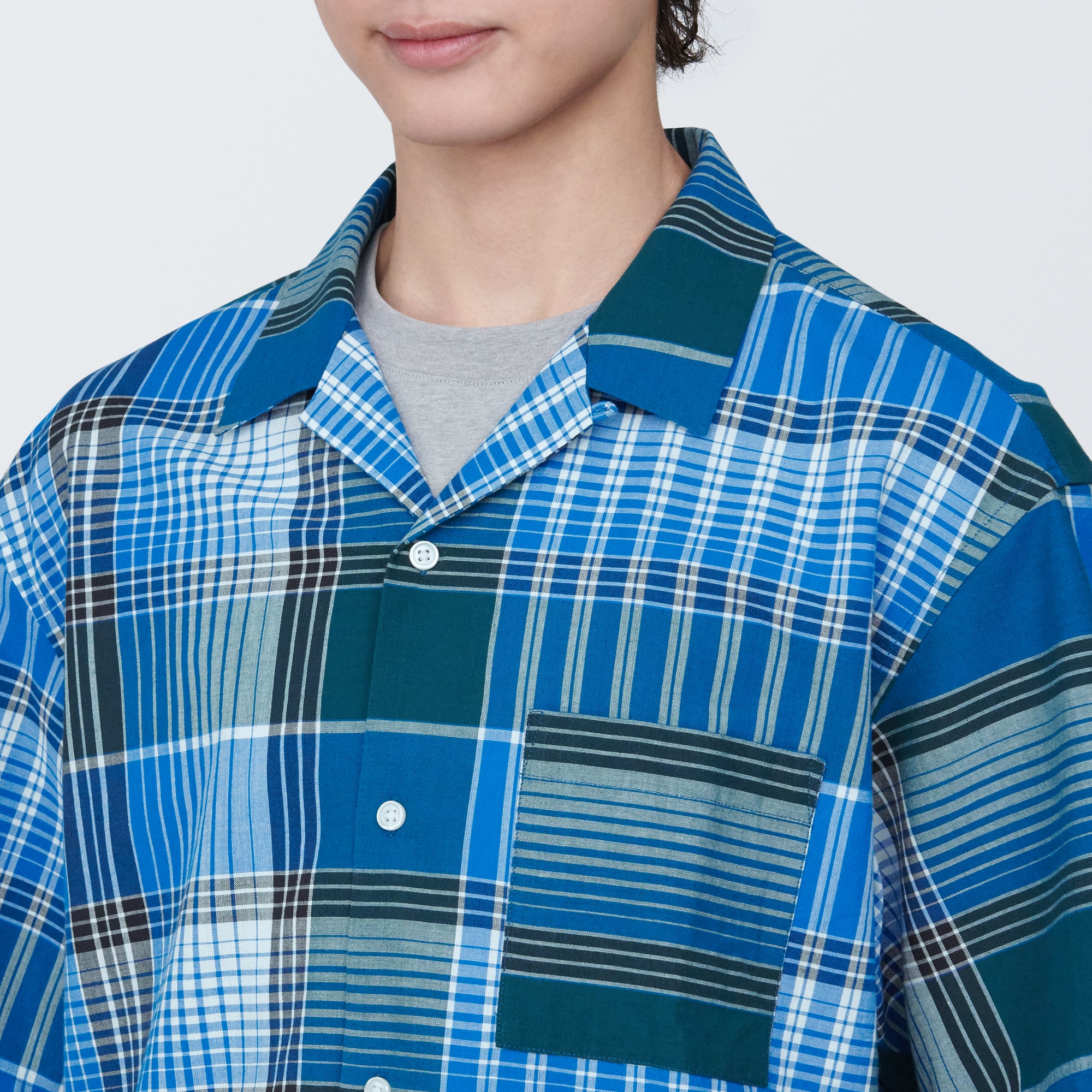 Men's Madras Check Open Collar Short Sleeve Shirt - Image 23