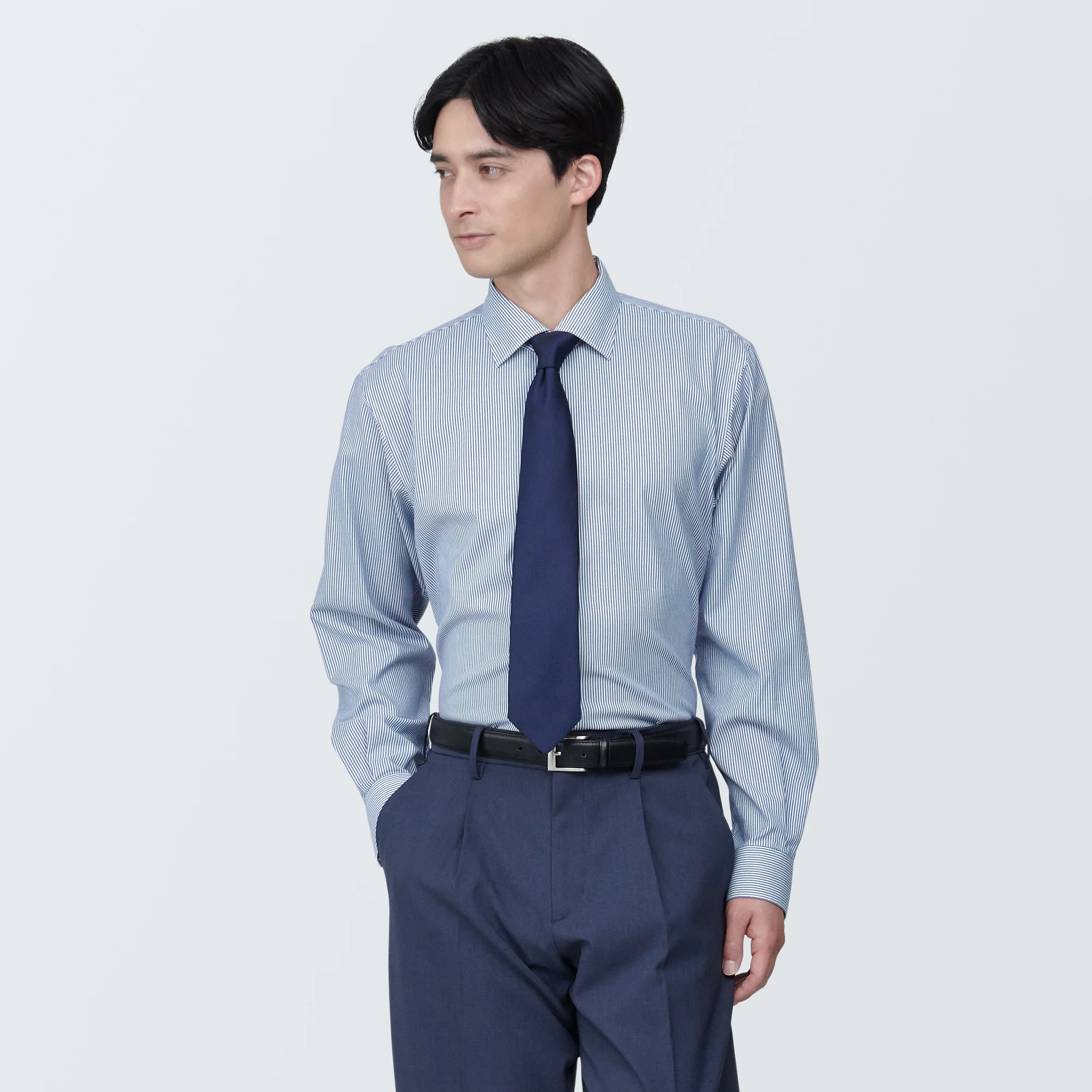 Men's Non-Iron Semi Wide Collar Striped Shirt - Image 3