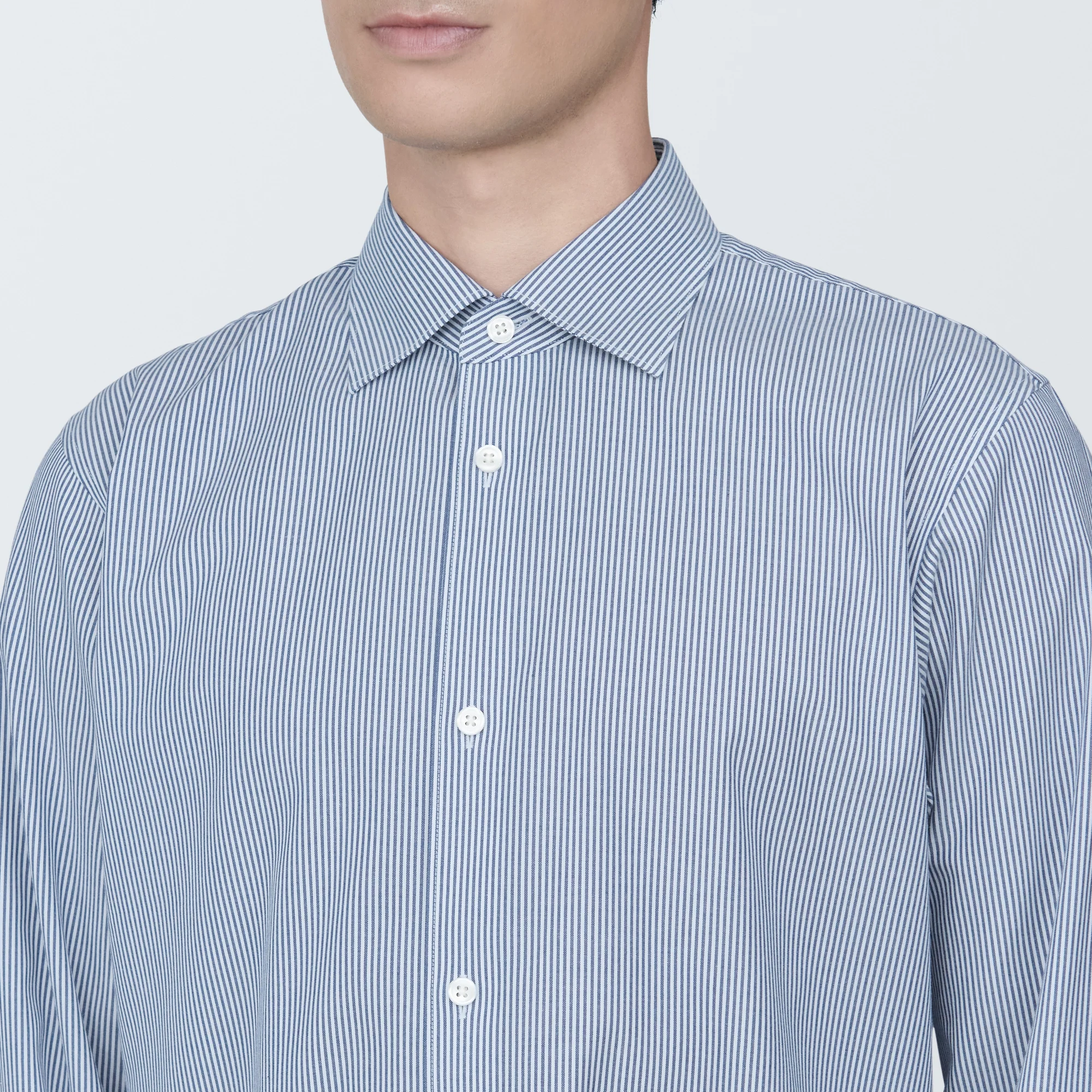 Men's Non-Iron Semi Wide Collar Striped Shirt - Image 7