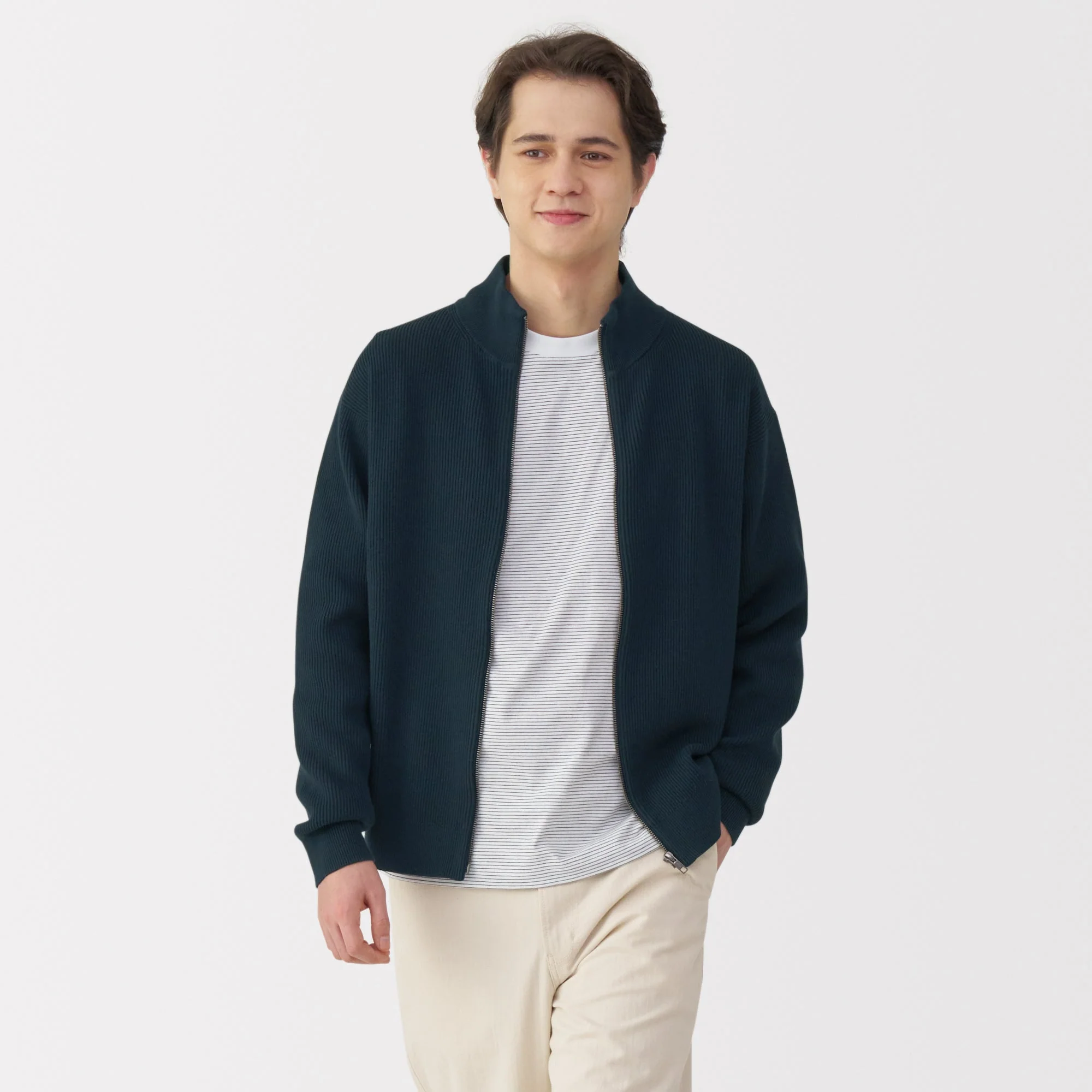 Men's Ribbed Full Zip Cardigan - Image 17