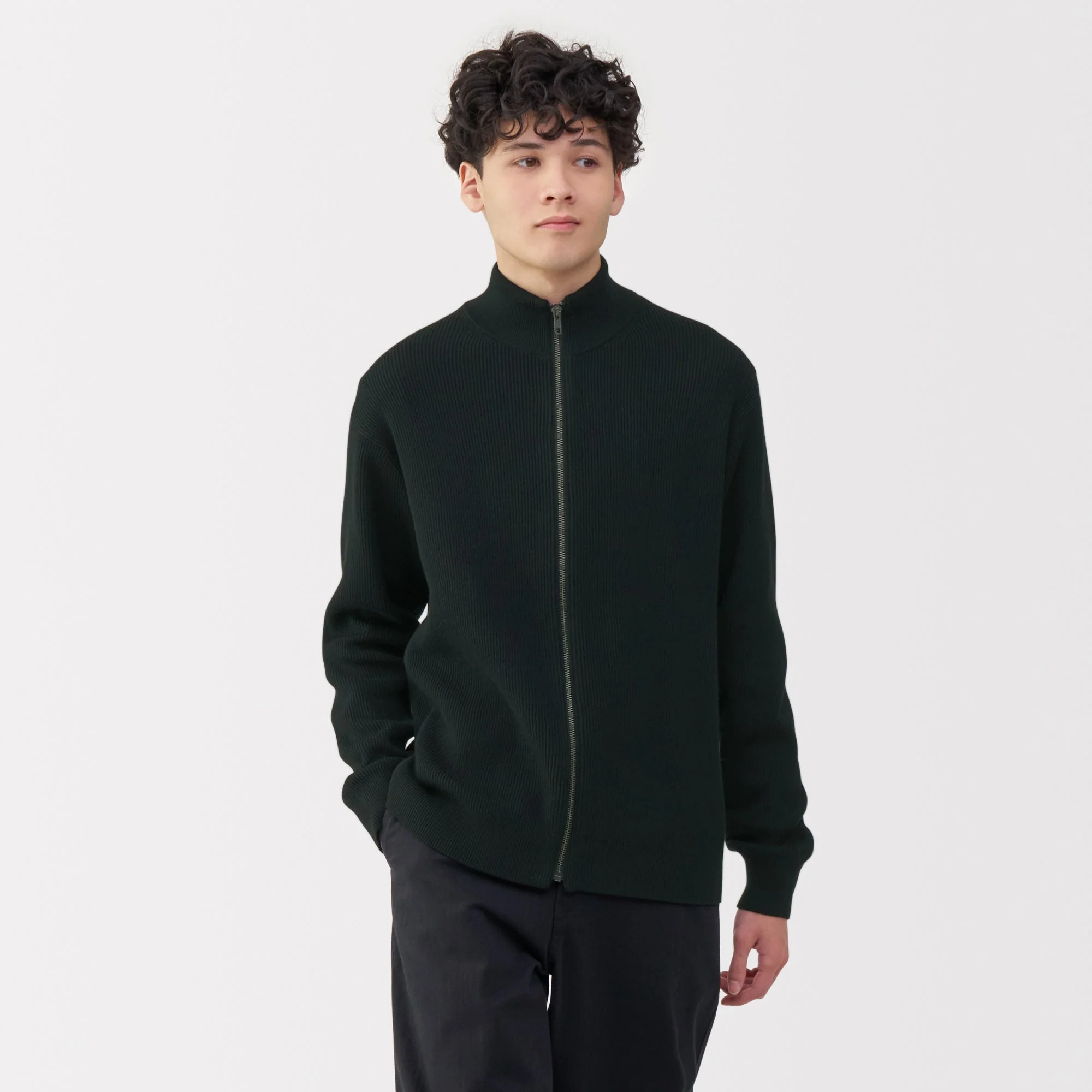 Men's Ribbed Full Zip Cardigan - Image 3