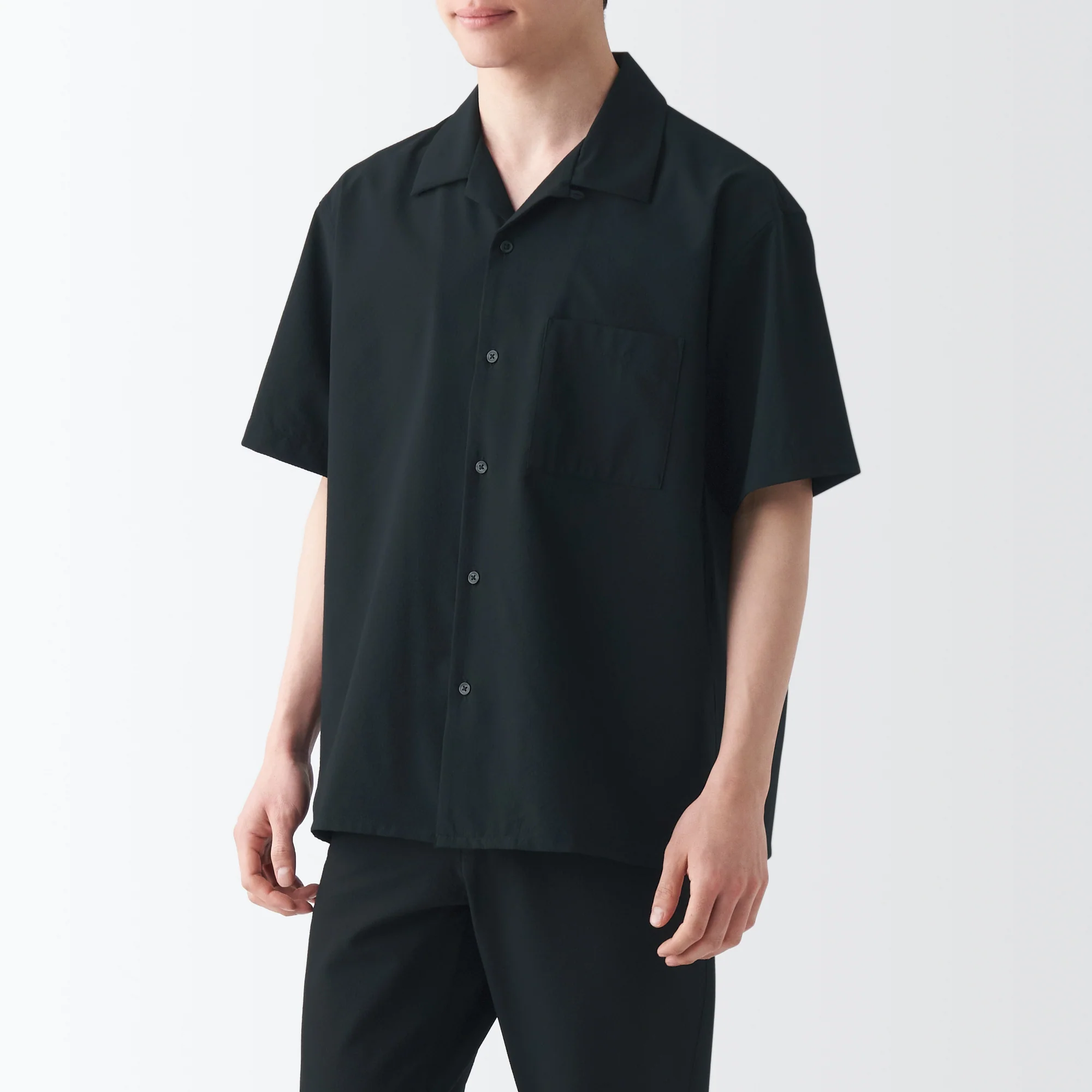 Men's Seersucker Open Collar Short Sleeve Shirt - Image 21