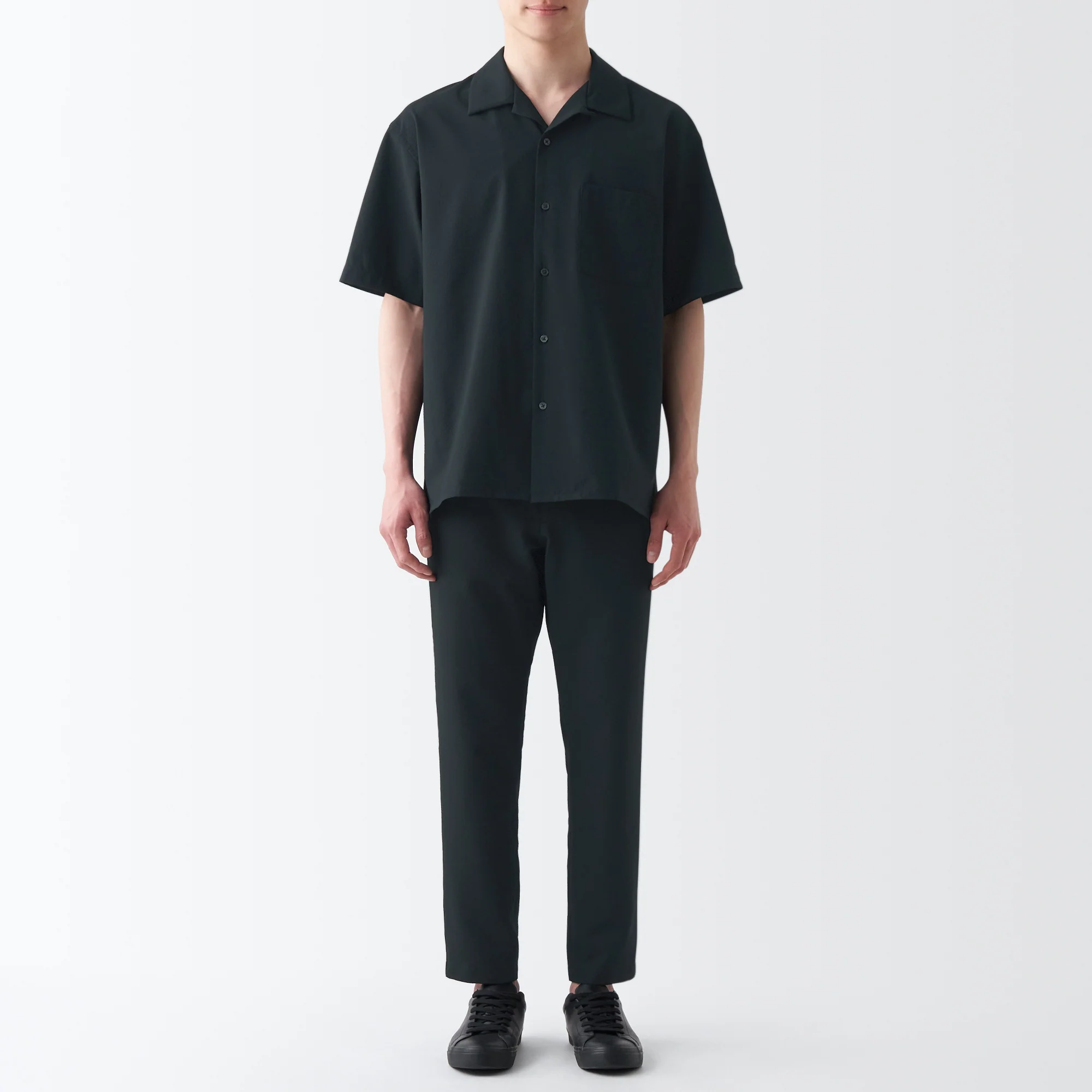 Men's Seersucker Open Collar Short Sleeve Shirt - Image 22