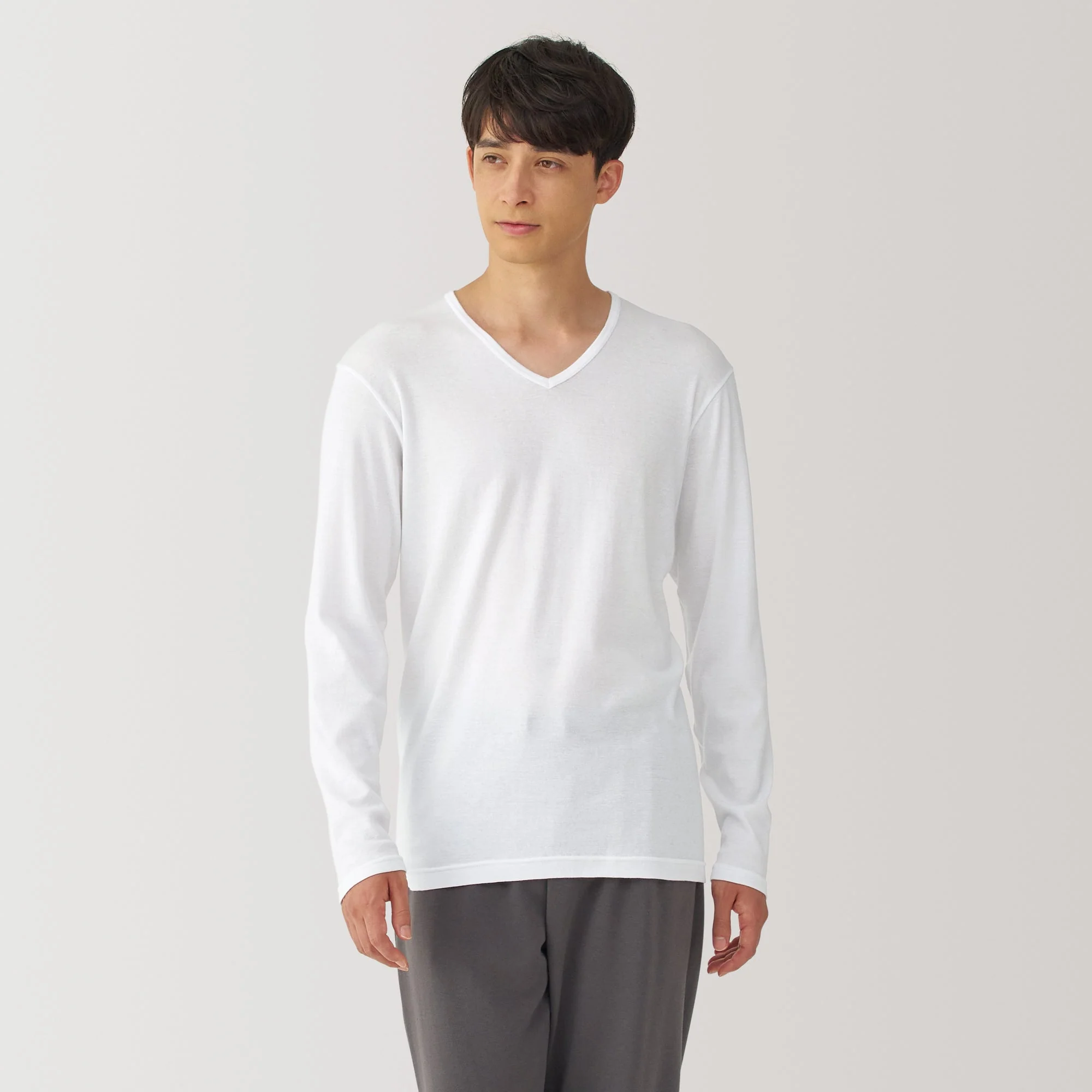 Men's Warm Cotton V-Neck Long Sleeve T-Shirt - Image 10