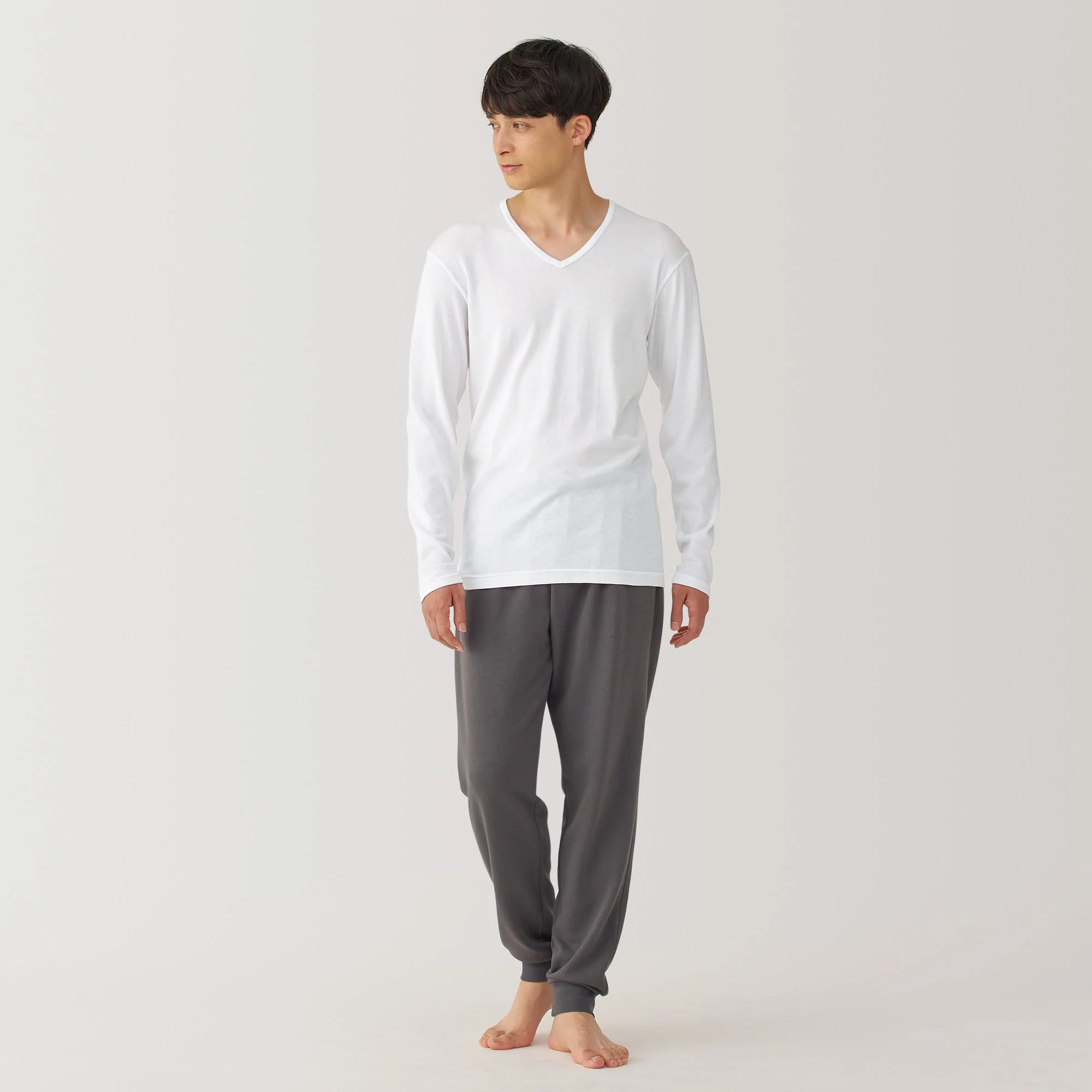 Men's Warm Cotton V-Neck Long Sleeve T-Shirt - Image 11