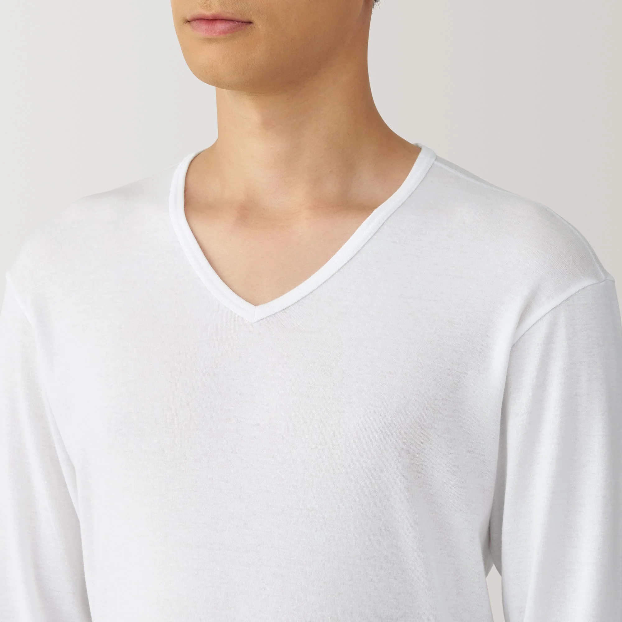 Men's Warm Cotton V-Neck Long Sleeve T-Shirt - Image 14