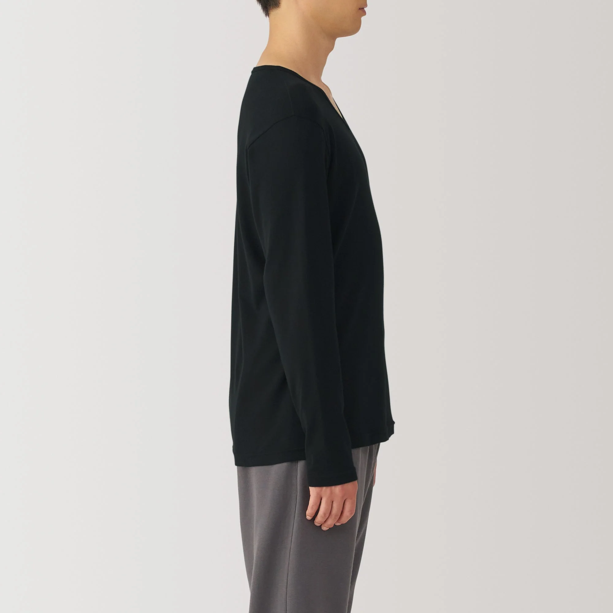 Men's Warm Cotton V-Neck Long Sleeve T-Shirt - Image 19