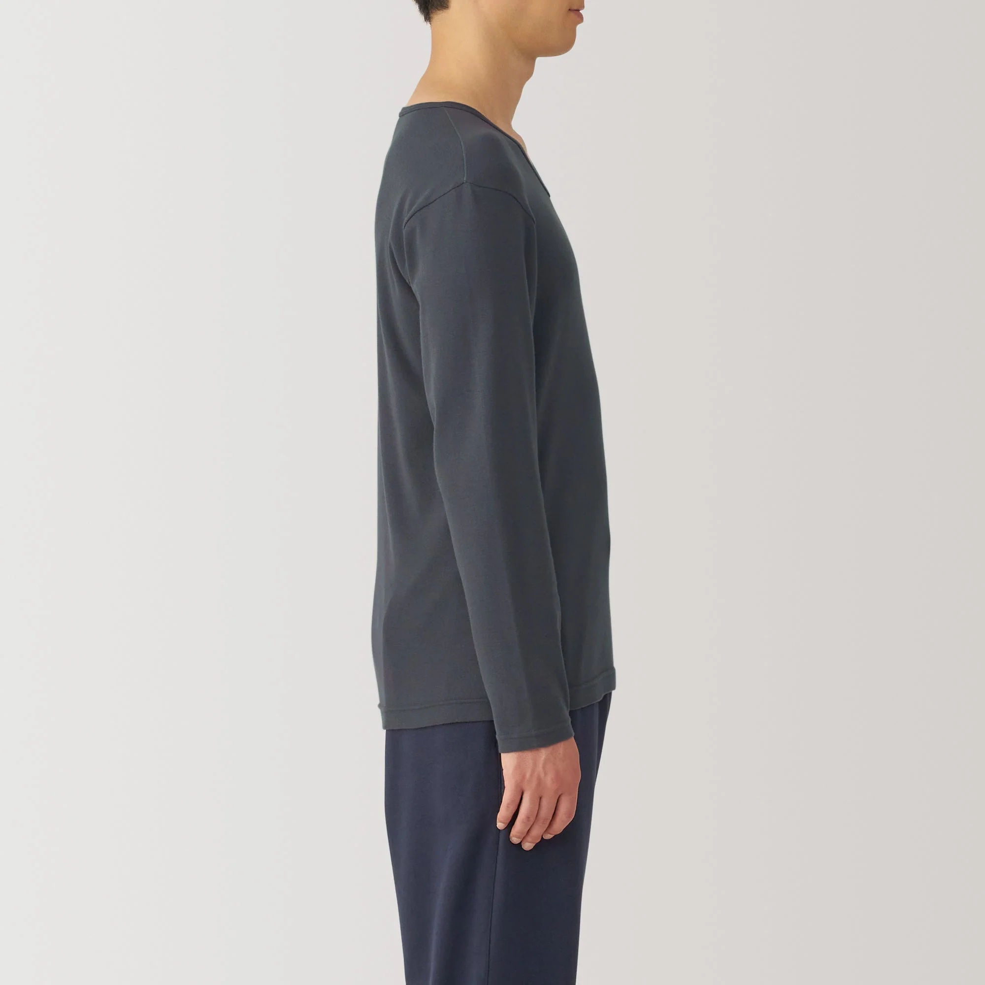 Men's Warm Cotton V-Neck Long Sleeve T-Shirt - Image 5