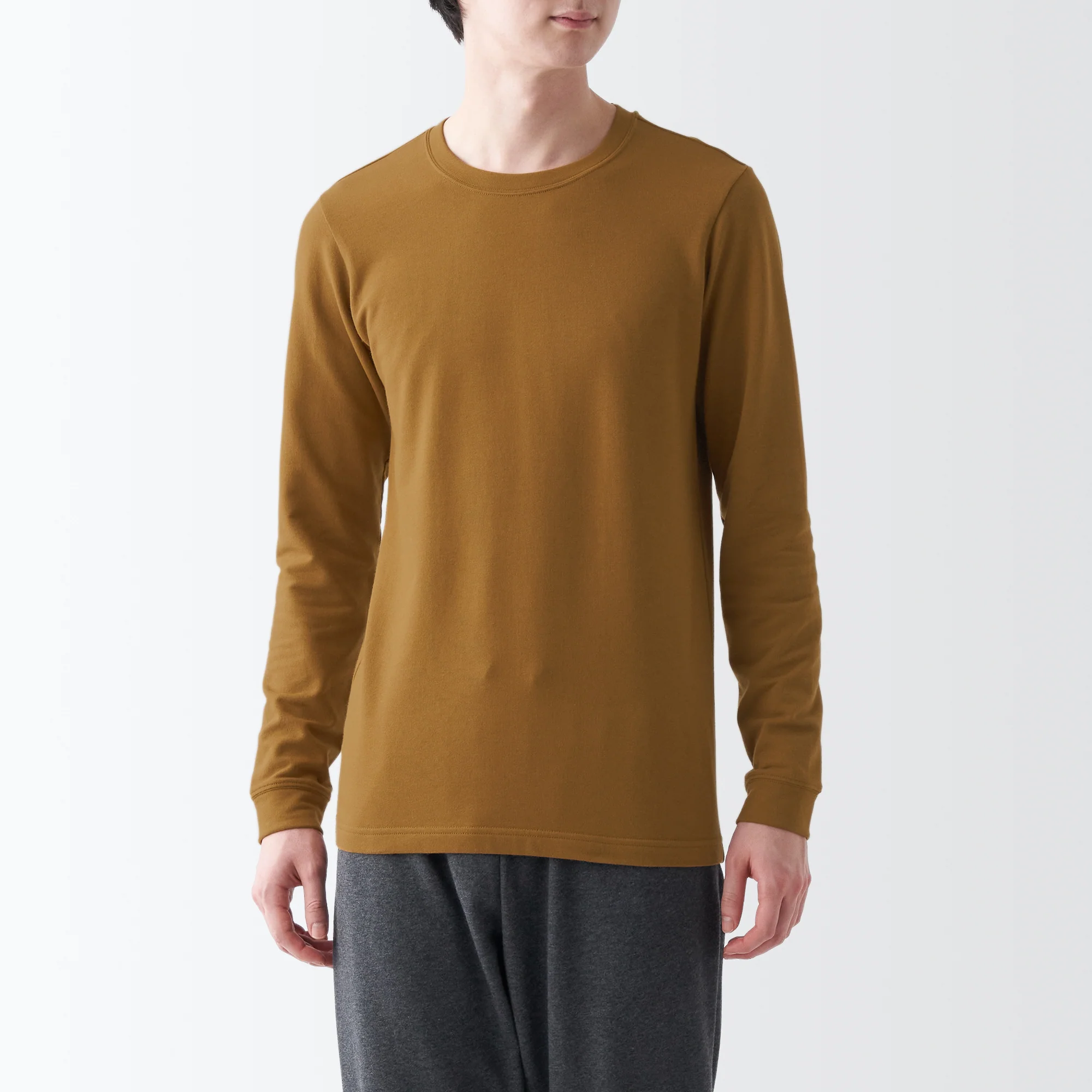 Men's Warm Cotton Crew Neck Long Sleeve T-Shirt - Image 31