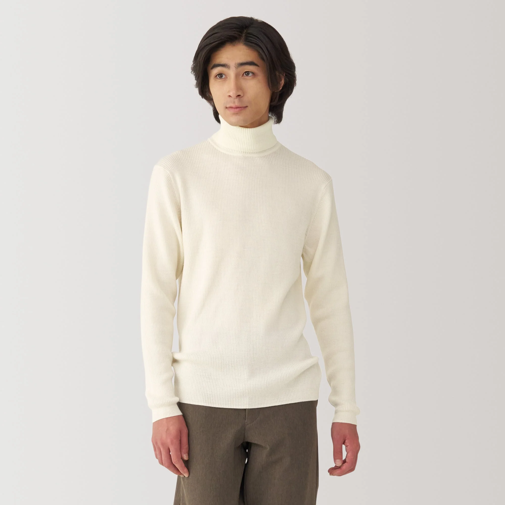 Men's Washable High-Gauge Turtleneck Ribbed Sweater - Image 17