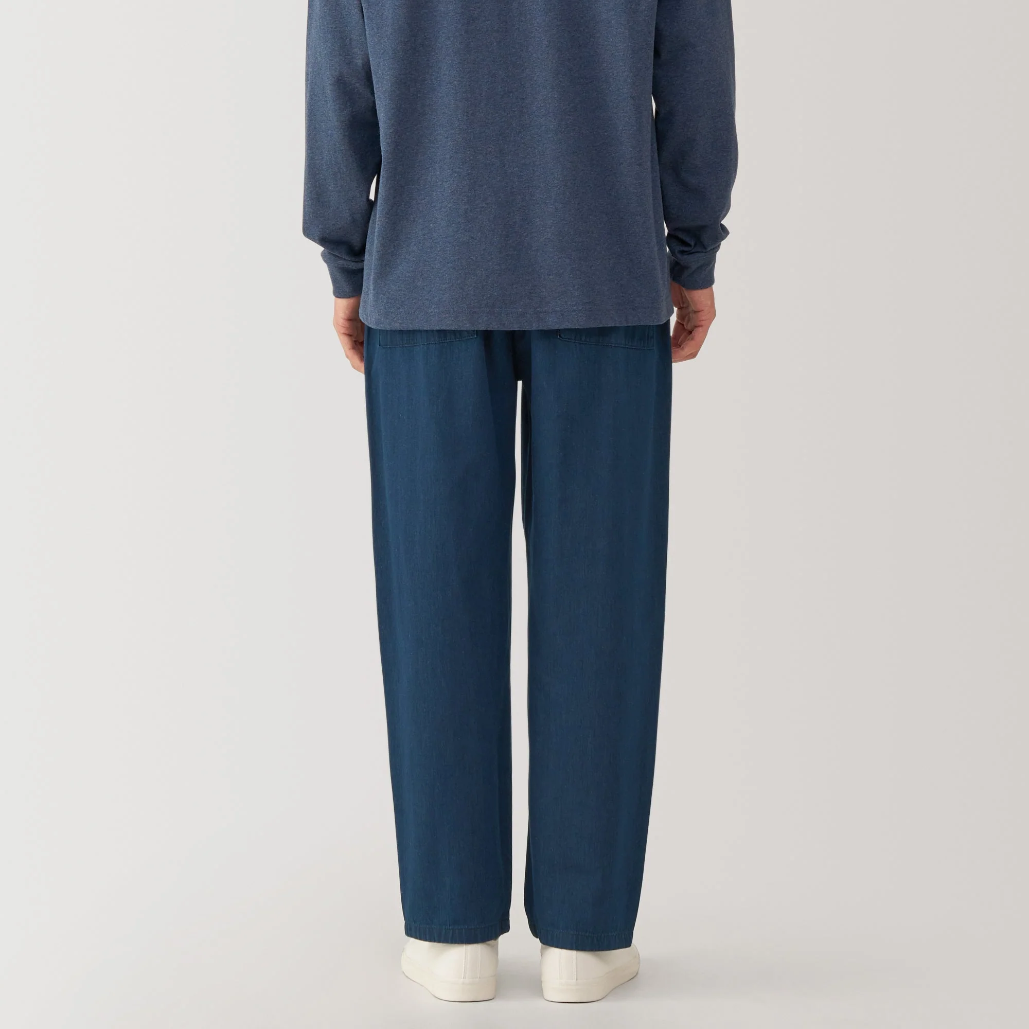 Men's Washed Denim Easy Pants - Dark Navy - Image 5