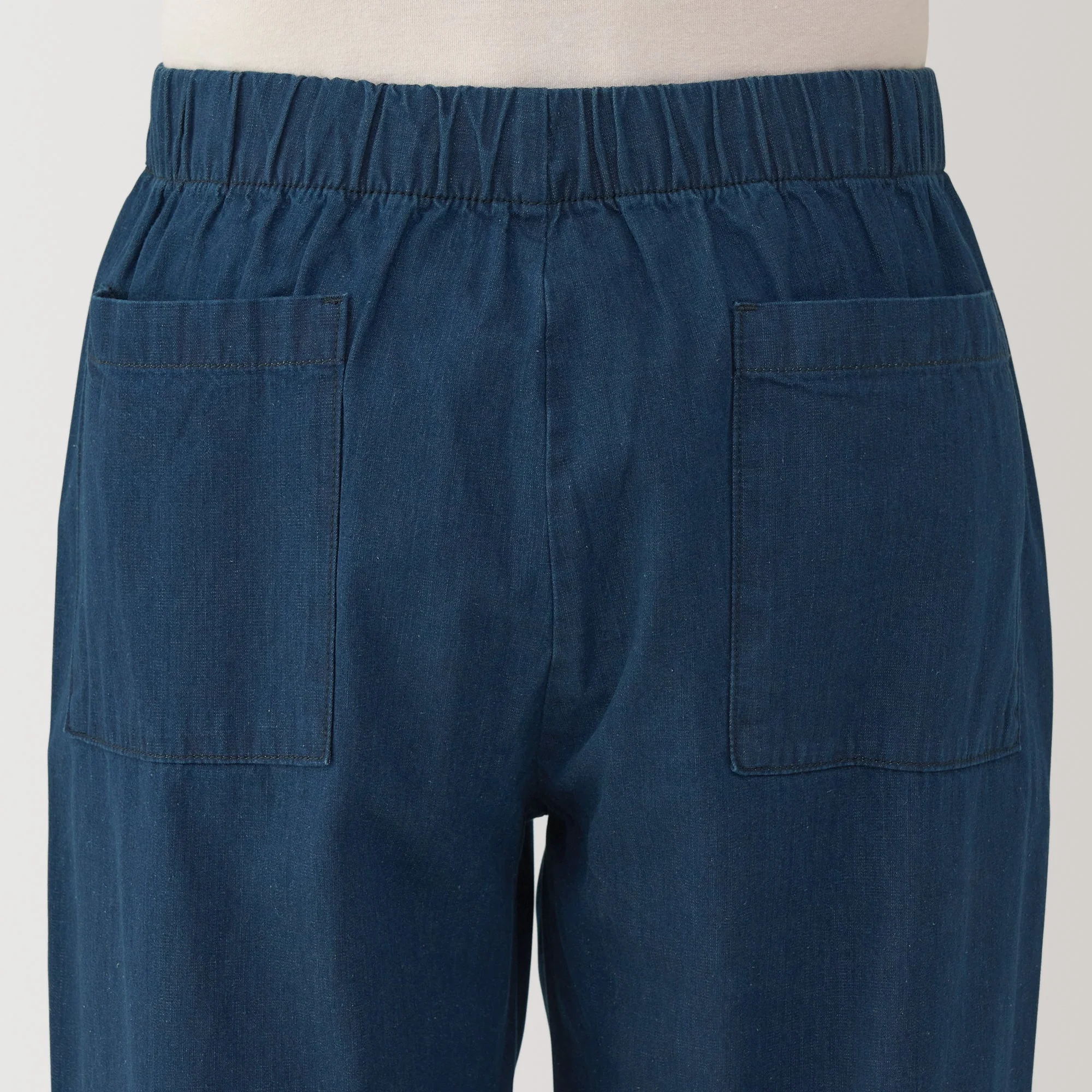 Men's Washed Denim Easy Pants - Dark Navy - Image 7
