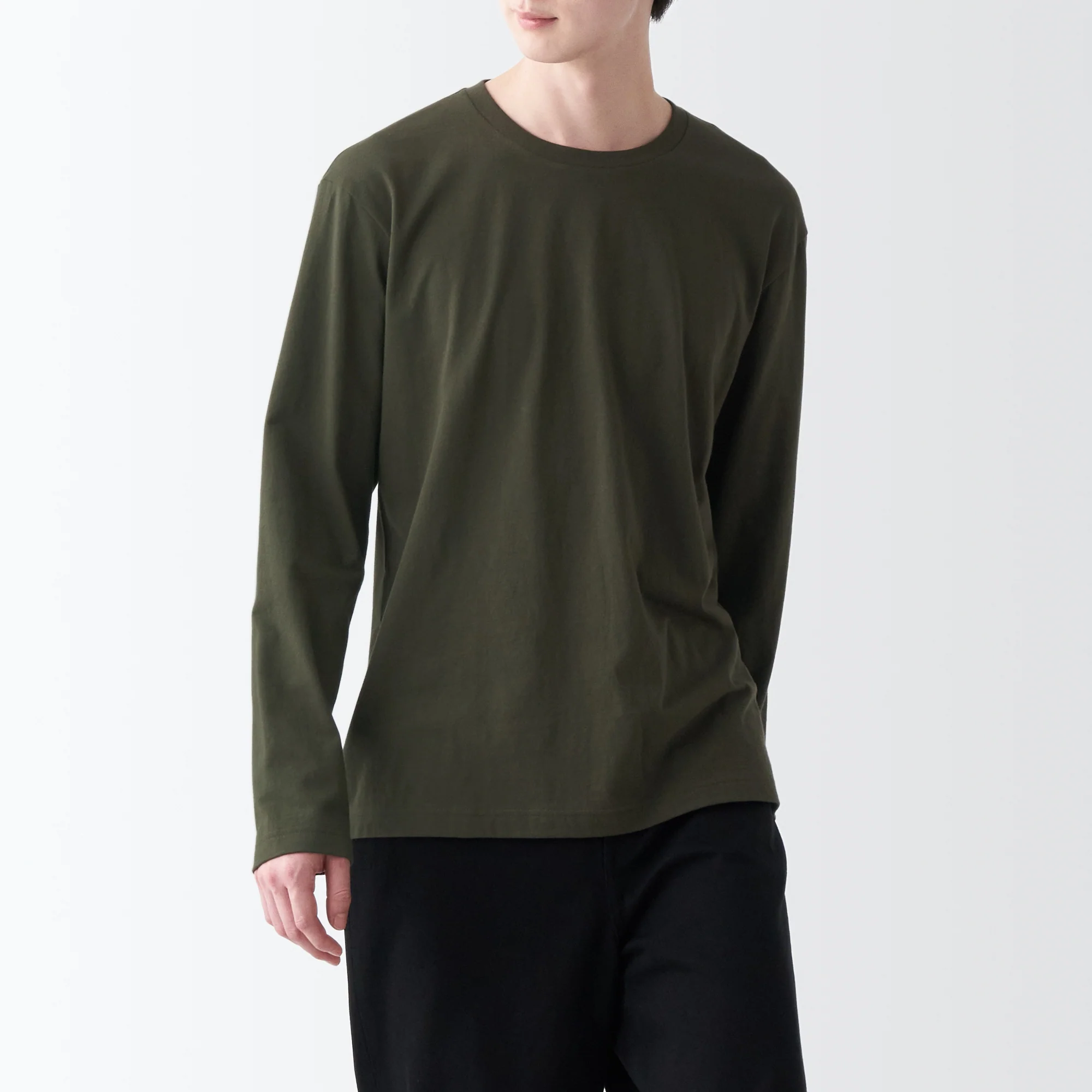 Men's Washed Jersey Crew Neck Long Sleeve T-Shirt