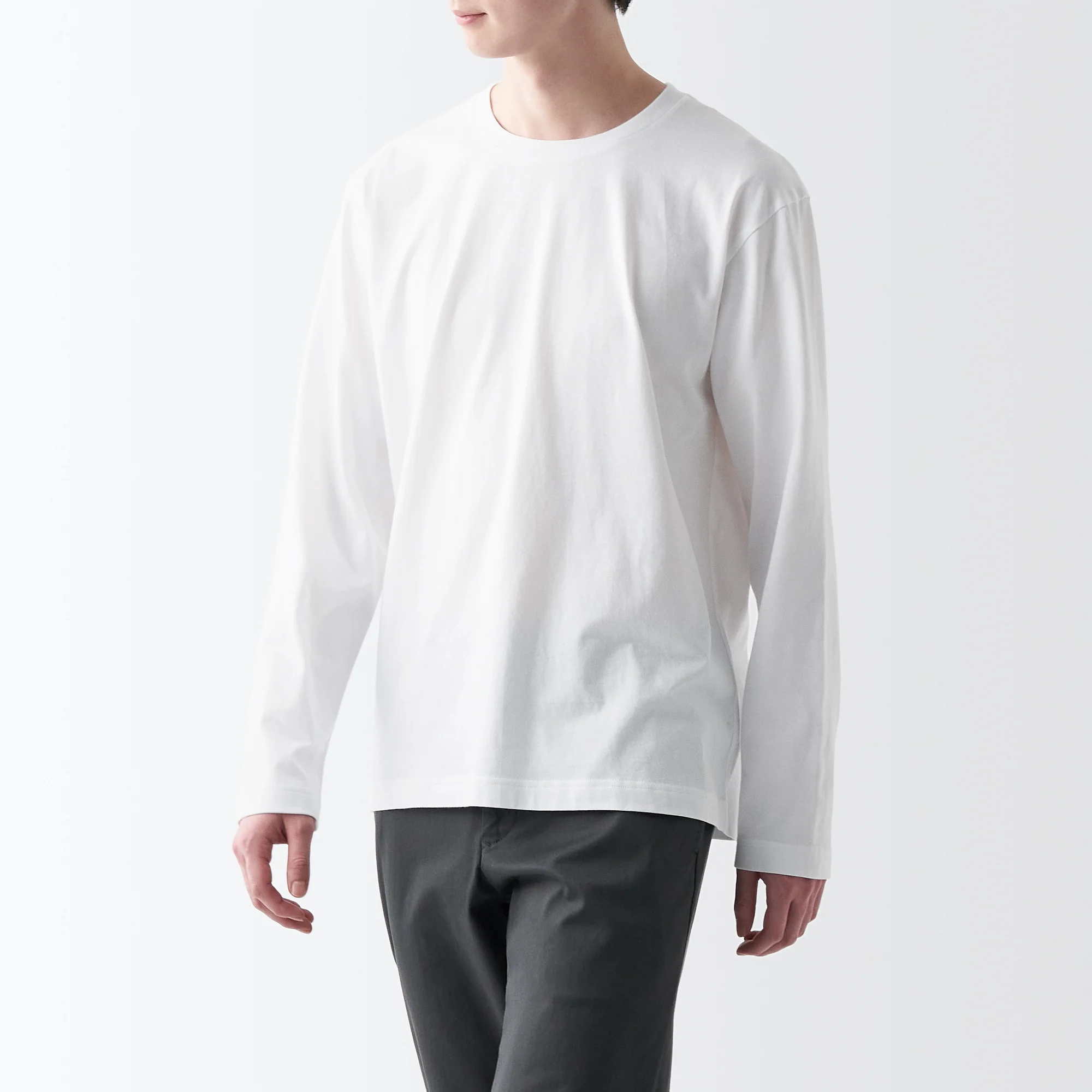Men's Washed Jersey Crew Neck Long Sleeve T-Shirt - Image 31