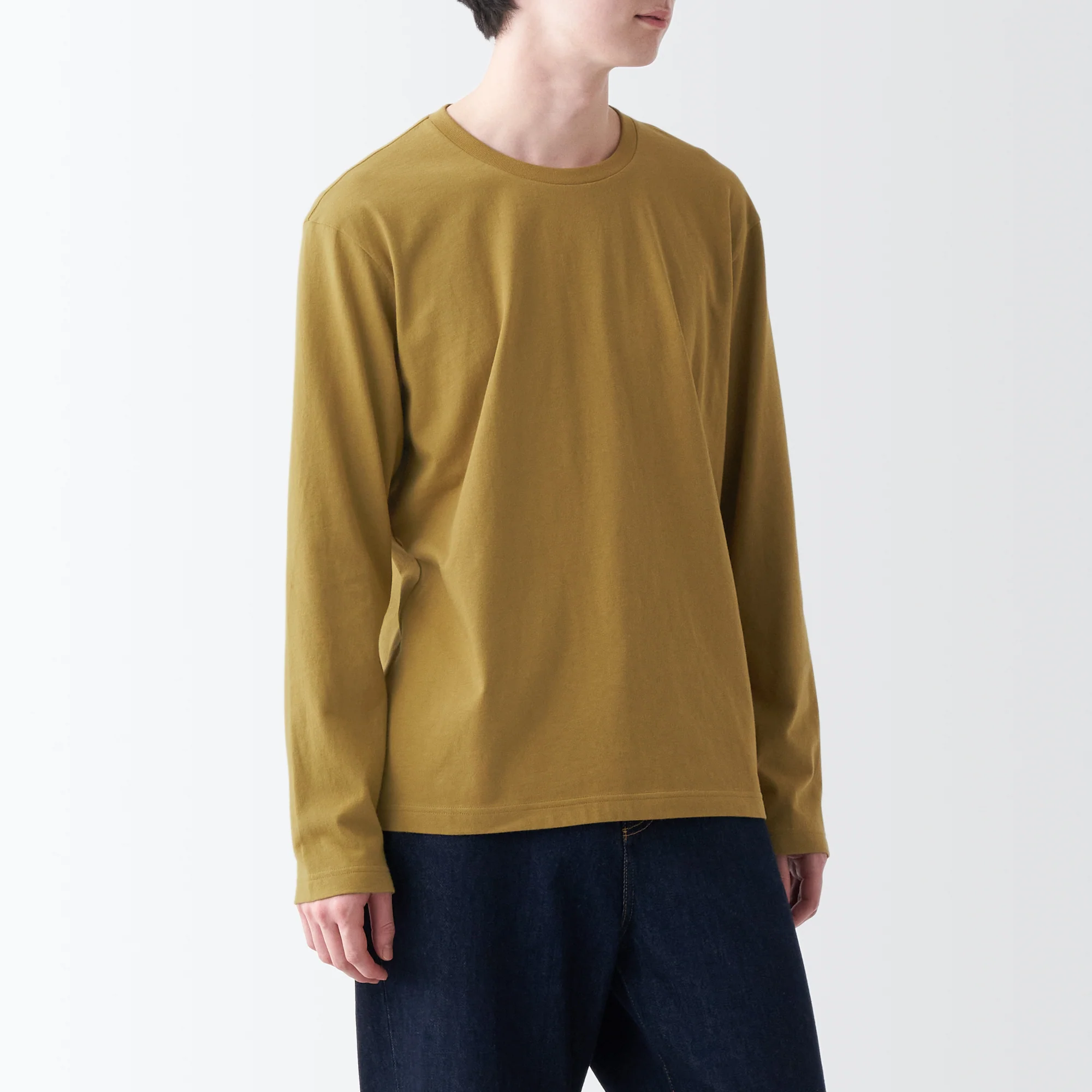 Men's Washed Jersey Crew Neck Long Sleeve T-Shirt - Image 38
