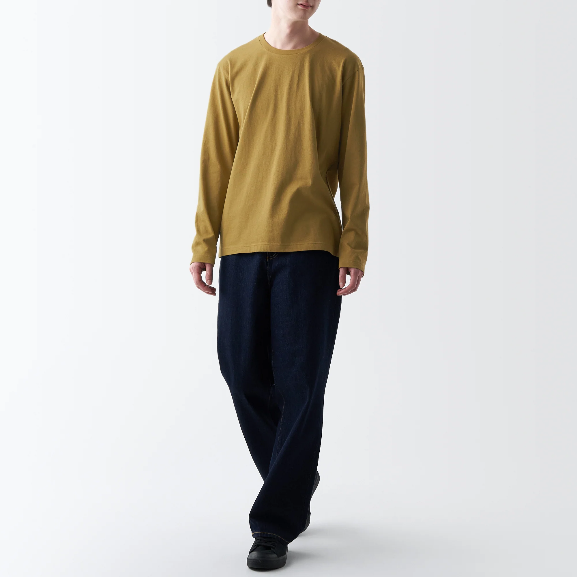 Men's Washed Jersey Crew Neck Long Sleeve T-Shirt - Image 39