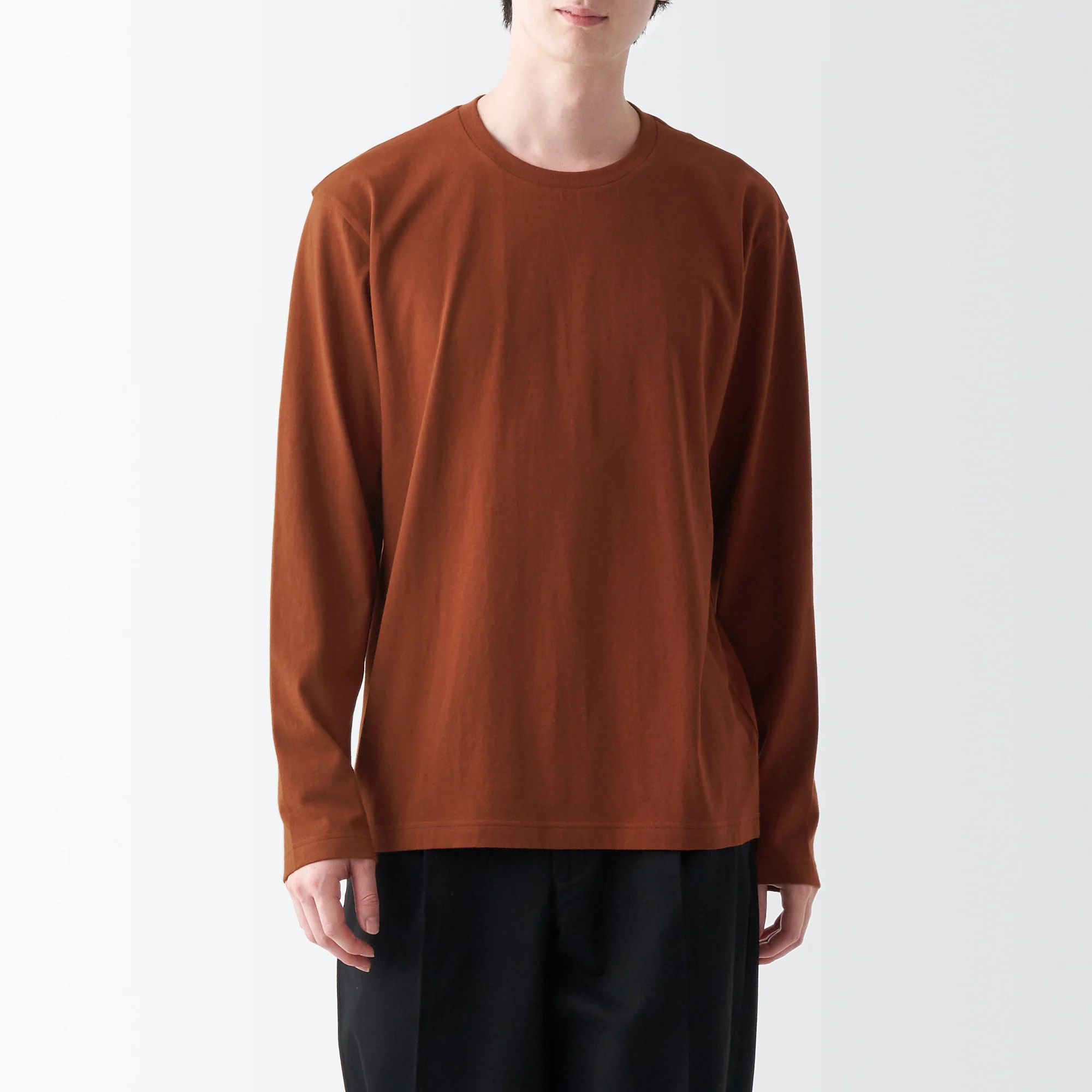 Men's Washed Jersey Crew Neck Long Sleeve T-Shirt - Image 45