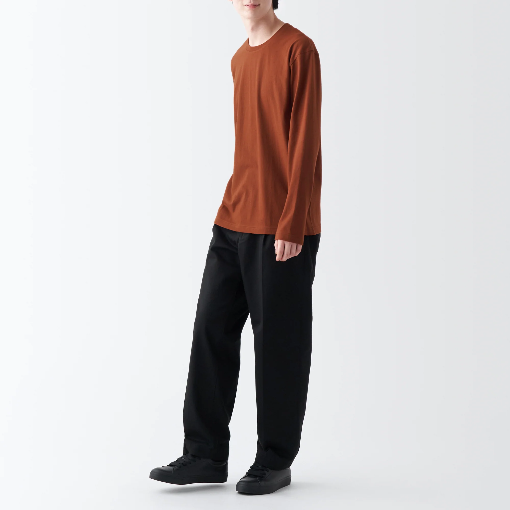 Men's Washed Jersey Crew Neck Long Sleeve T-Shirt - Image 46