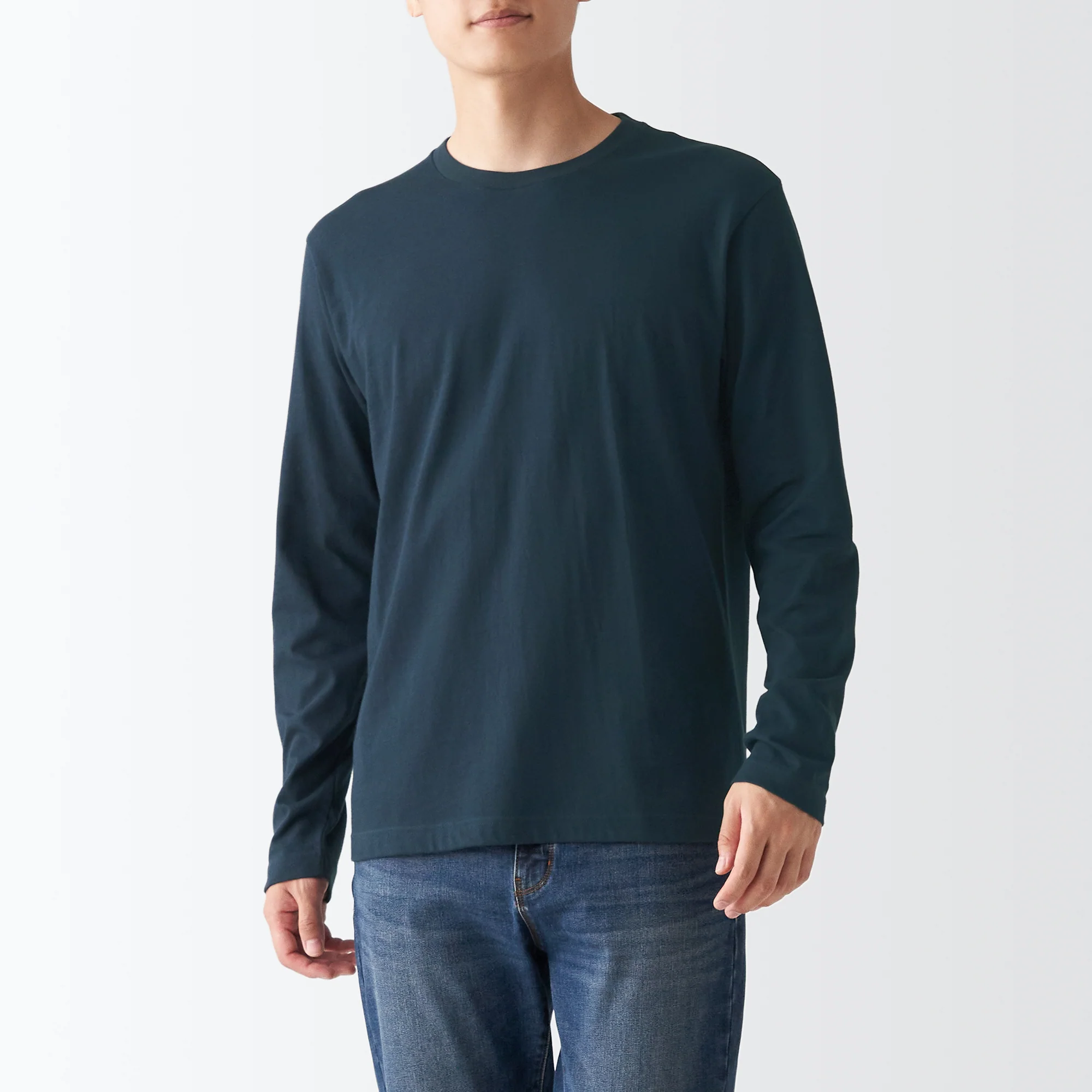 Men's Washed Jersey Long Sleeves Crew Neck T-Shirt - Image 34