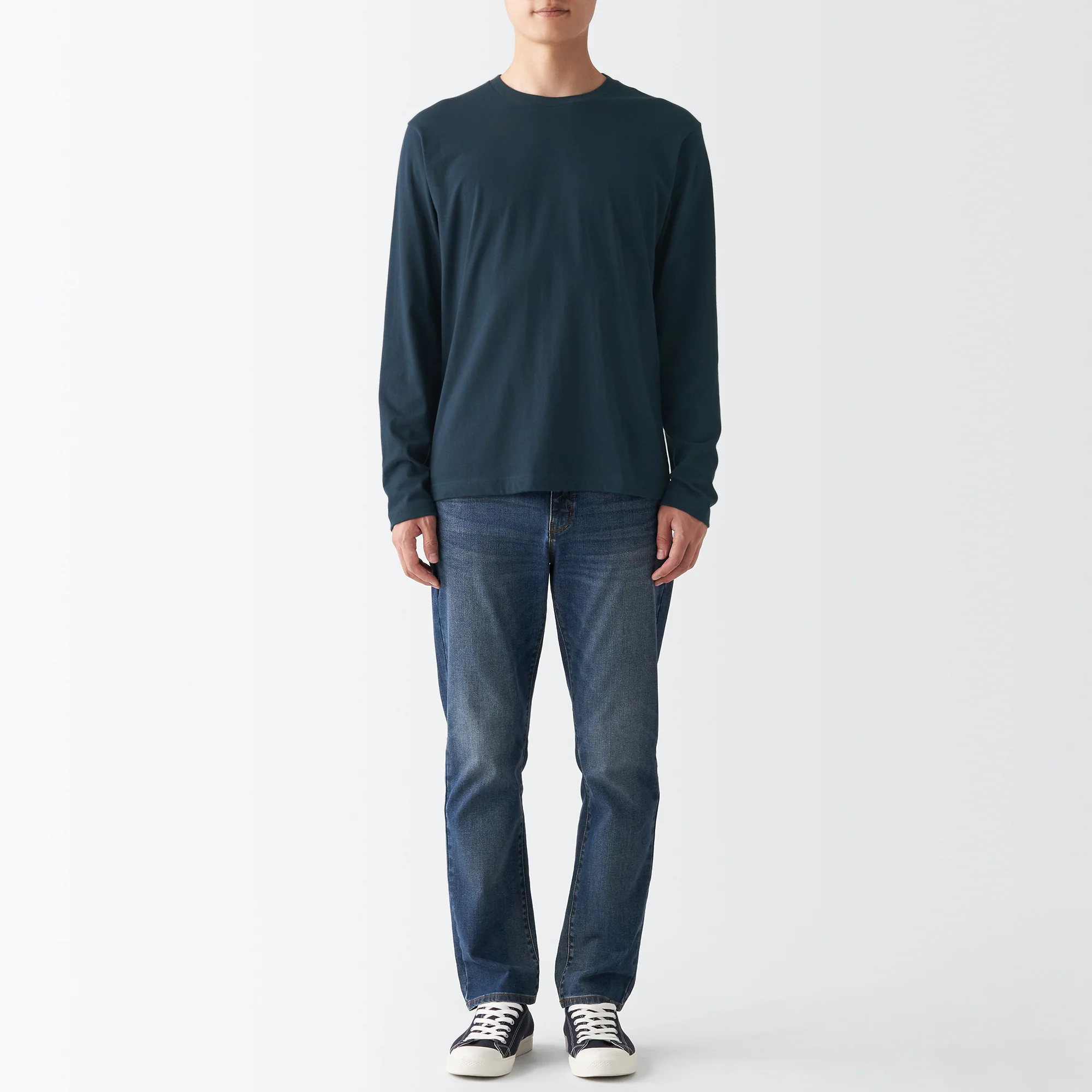 Men's Washed Jersey Long Sleeves Crew Neck T-Shirt - Image 35