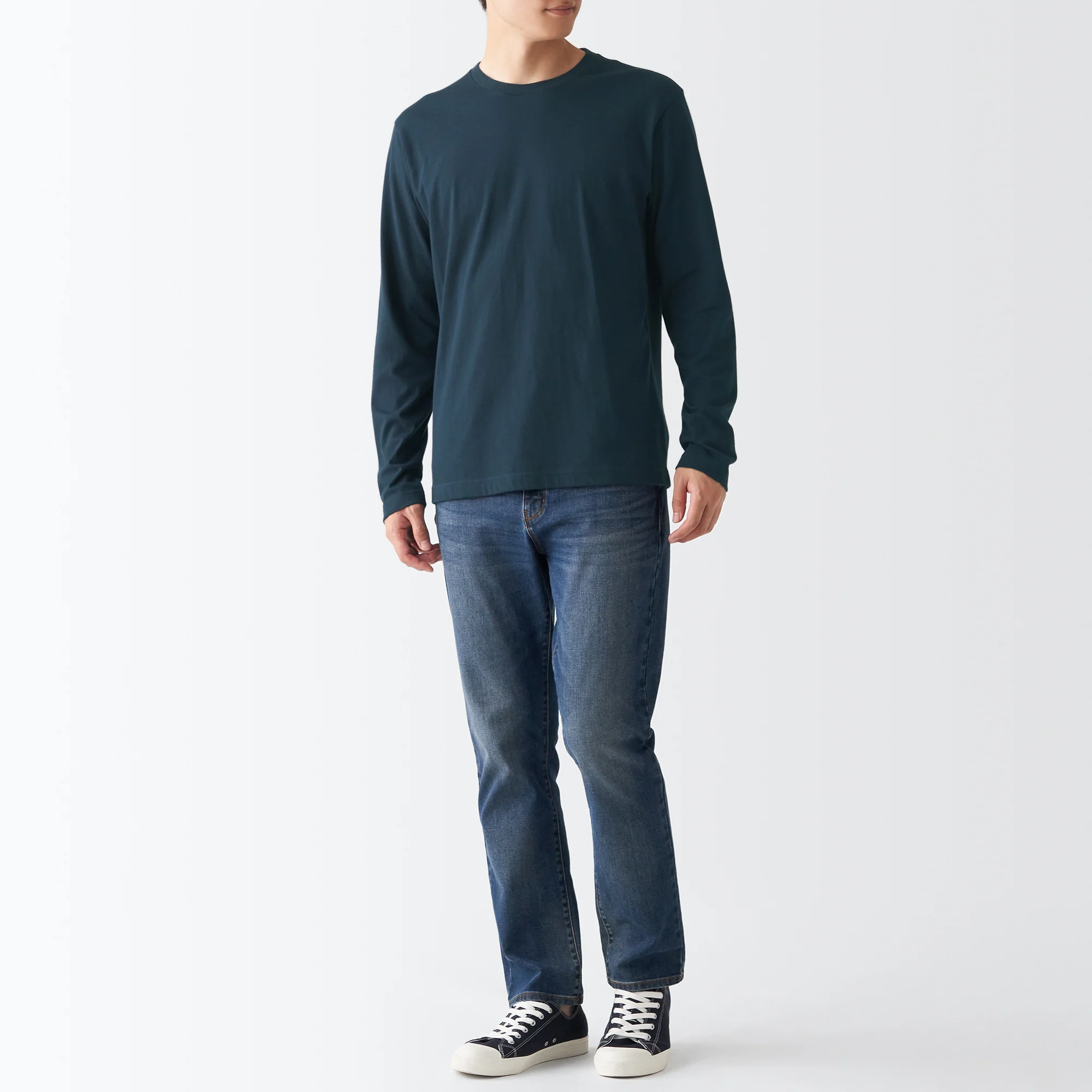 Men's Washed Jersey Long Sleeves Crew Neck T-Shirt - Image 38