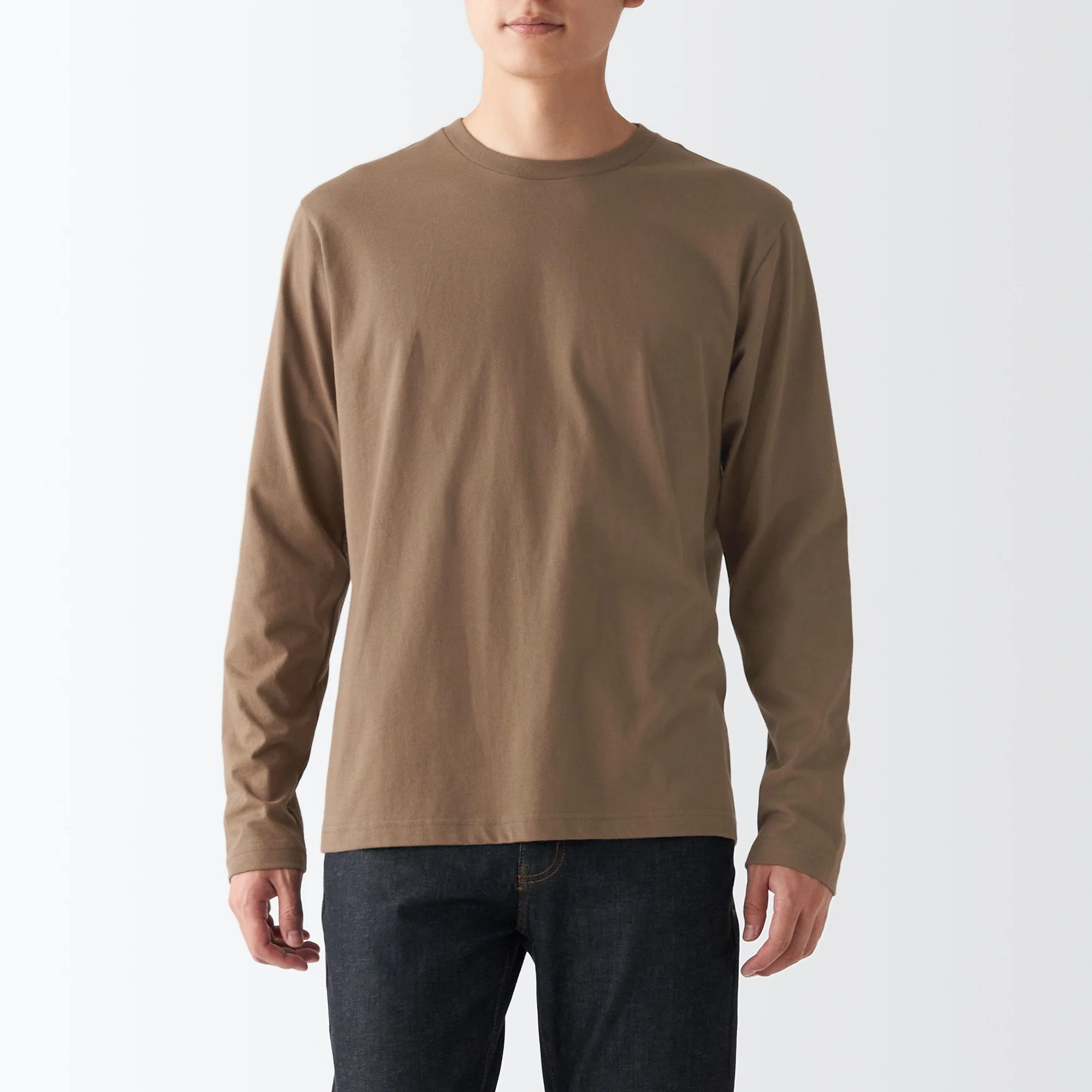 Men's Washed Jersey Long Sleeves Crew Neck T-Shirt - Image 42