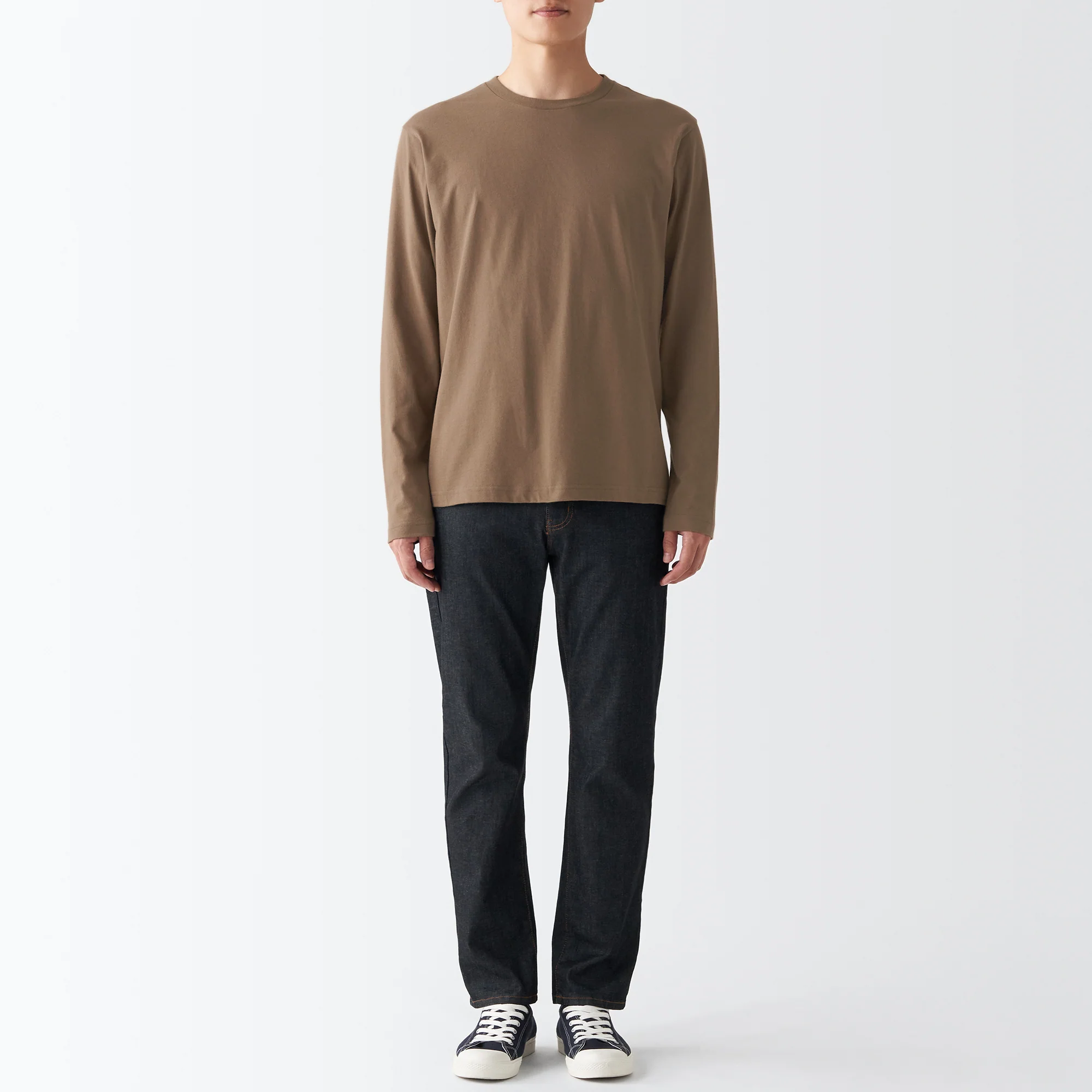 Men's Washed Jersey Long Sleeves Crew Neck T-Shirt - Image 43