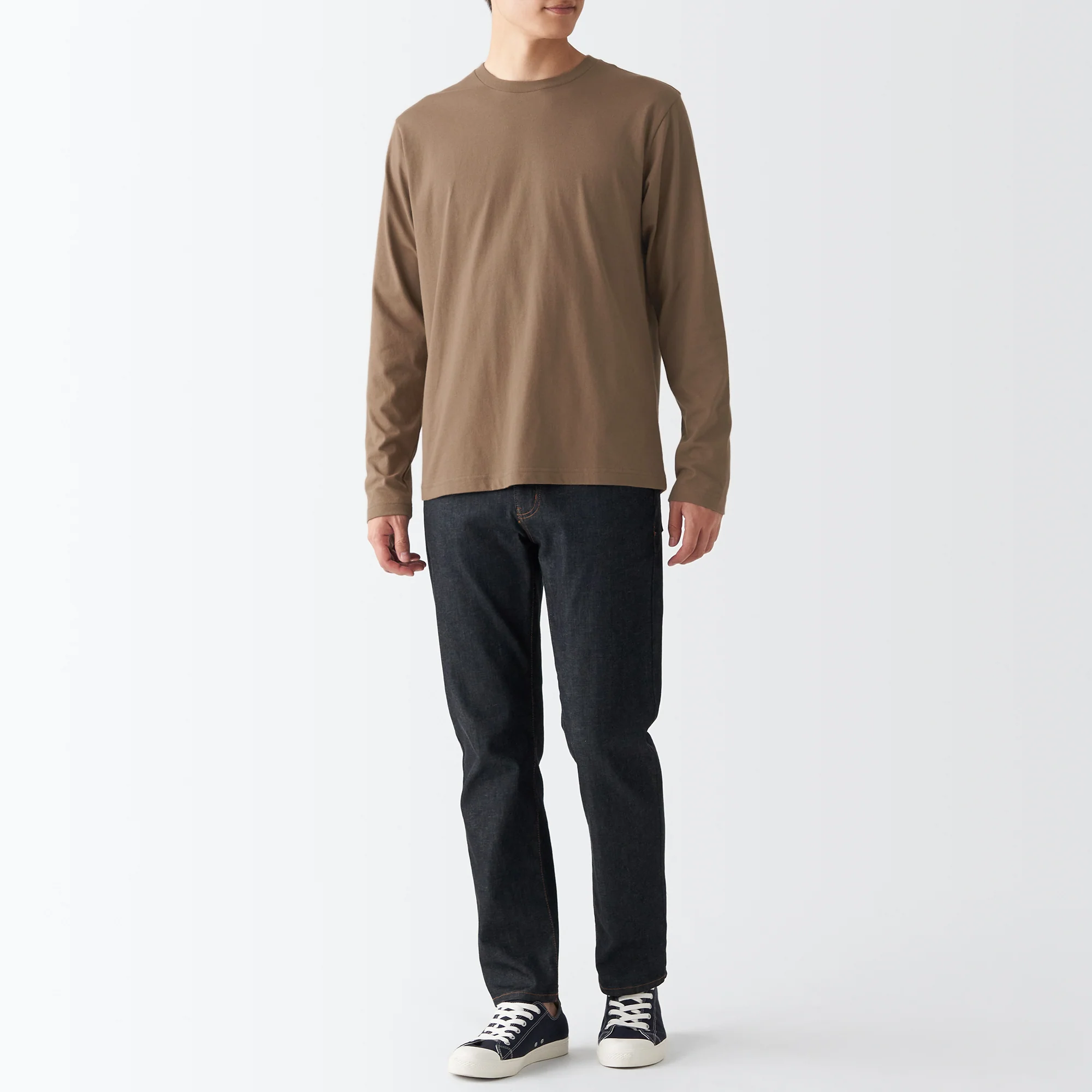 Men's Washed Jersey Long Sleeves Crew Neck T-Shirt - Image 46
