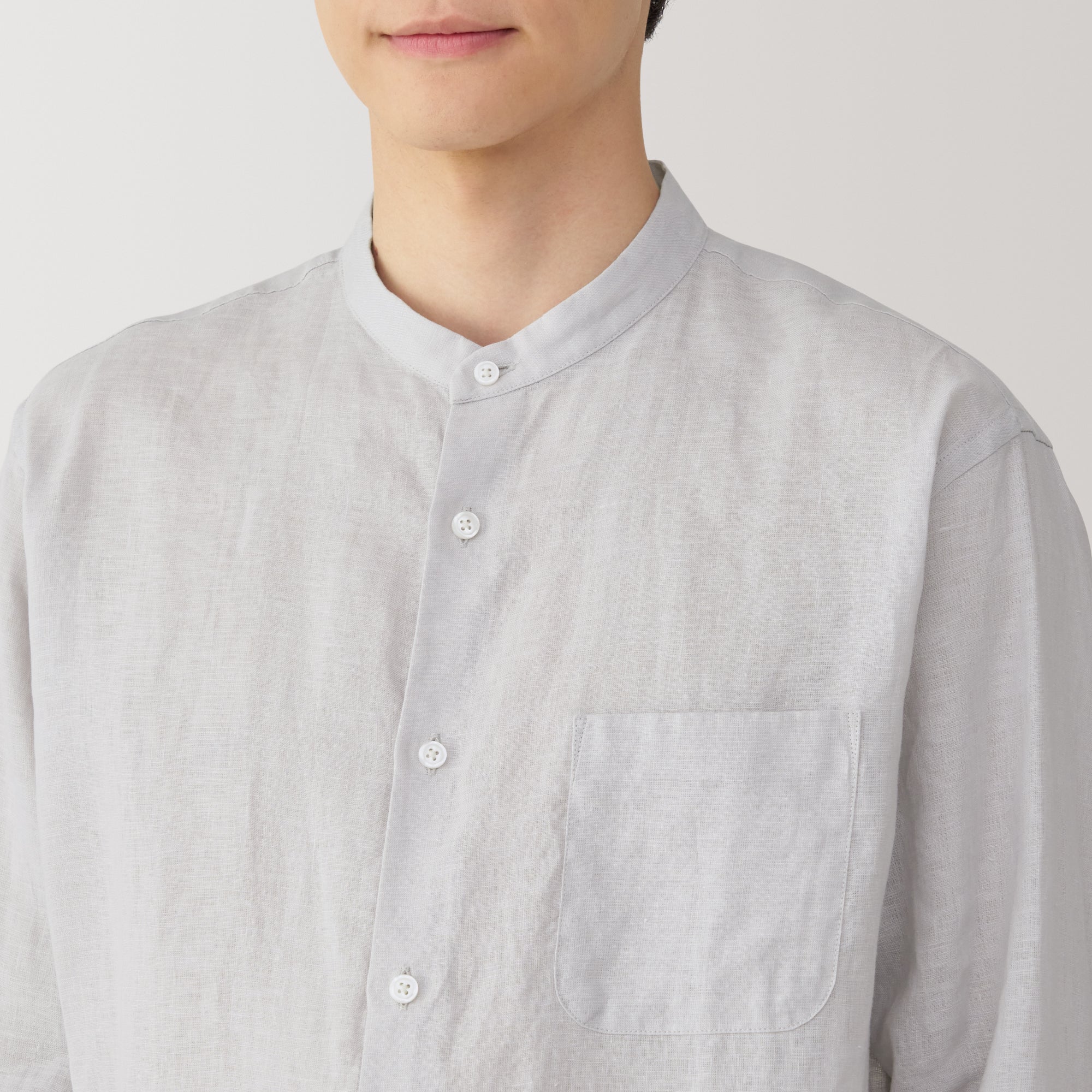 Men's Linen Stand Collar Shirt - Image 15