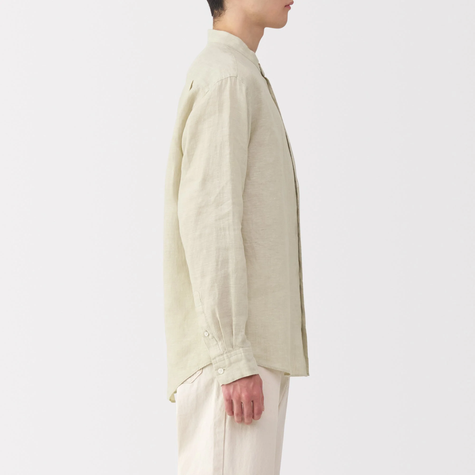 Men's Linen Stand Collar Shirt - Image 21