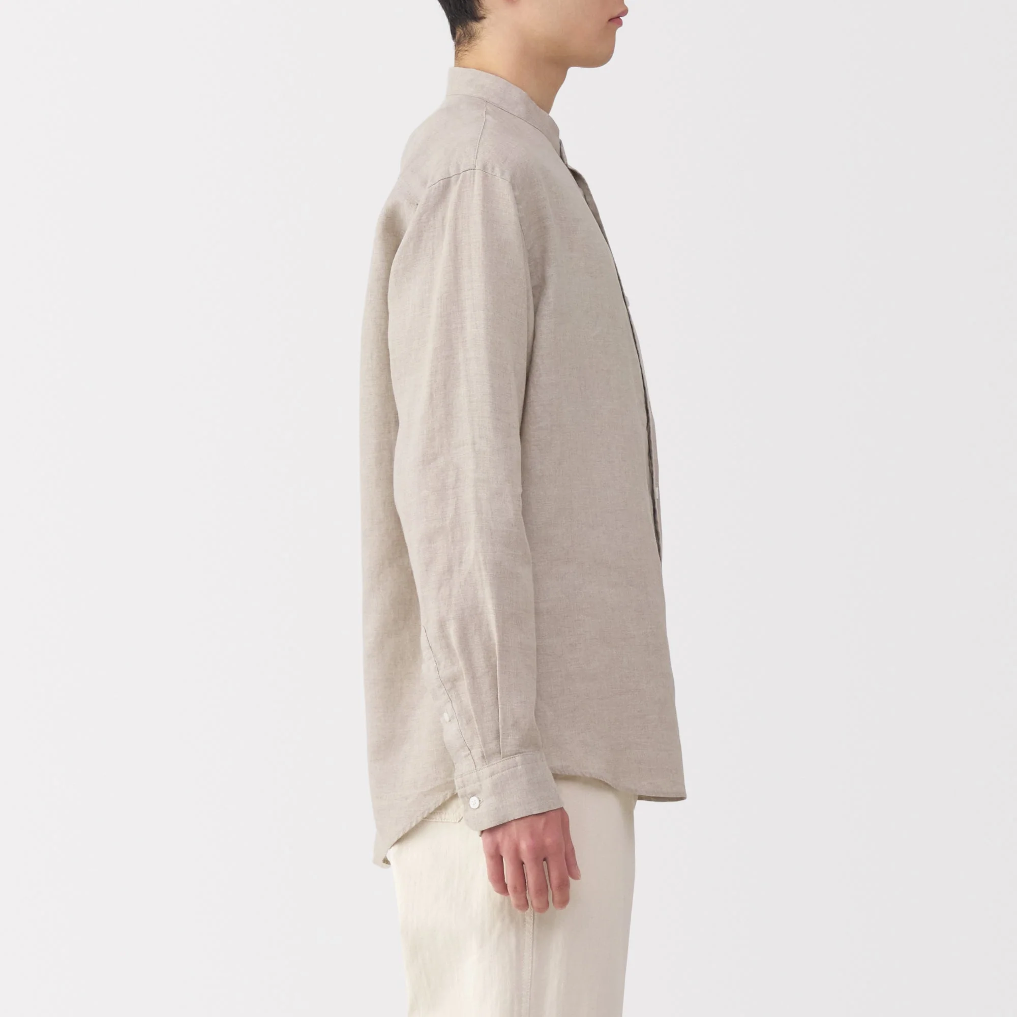 Men's Linen Stand Collar Shirt - Image 29