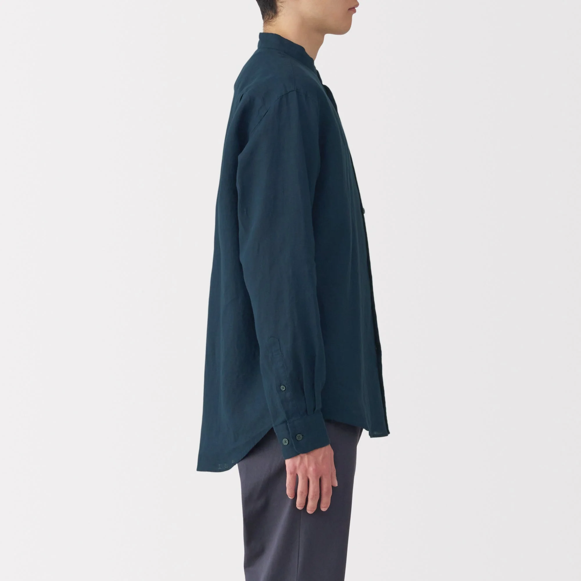 Men's Linen Stand Collar Shirt - Image 37
